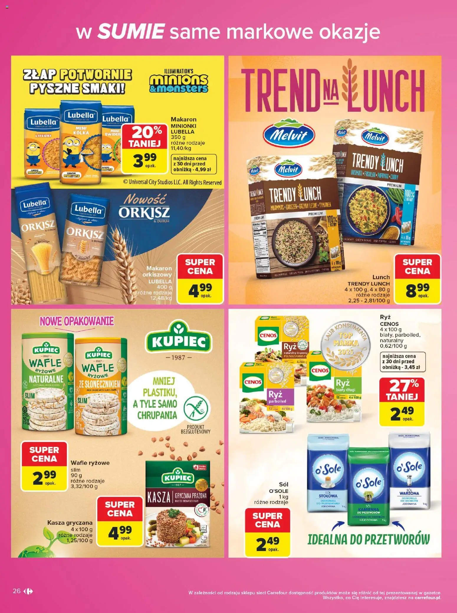 Carrefour gazetka - Same markowe okazje od 03.08.2026 | Strona: 26 | Produkty: Kasza gryczana, Wafle ryżowe, Ryż, Makaron