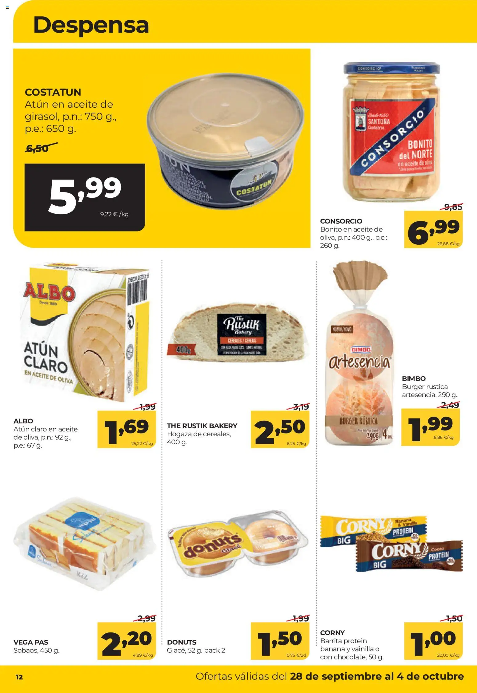 Alimerka folleto Castilla y León │ válido desde el 28/09/2026 | Página: 12 | Productos: Atún, Cereales, Aceite de oliva, Atún claro