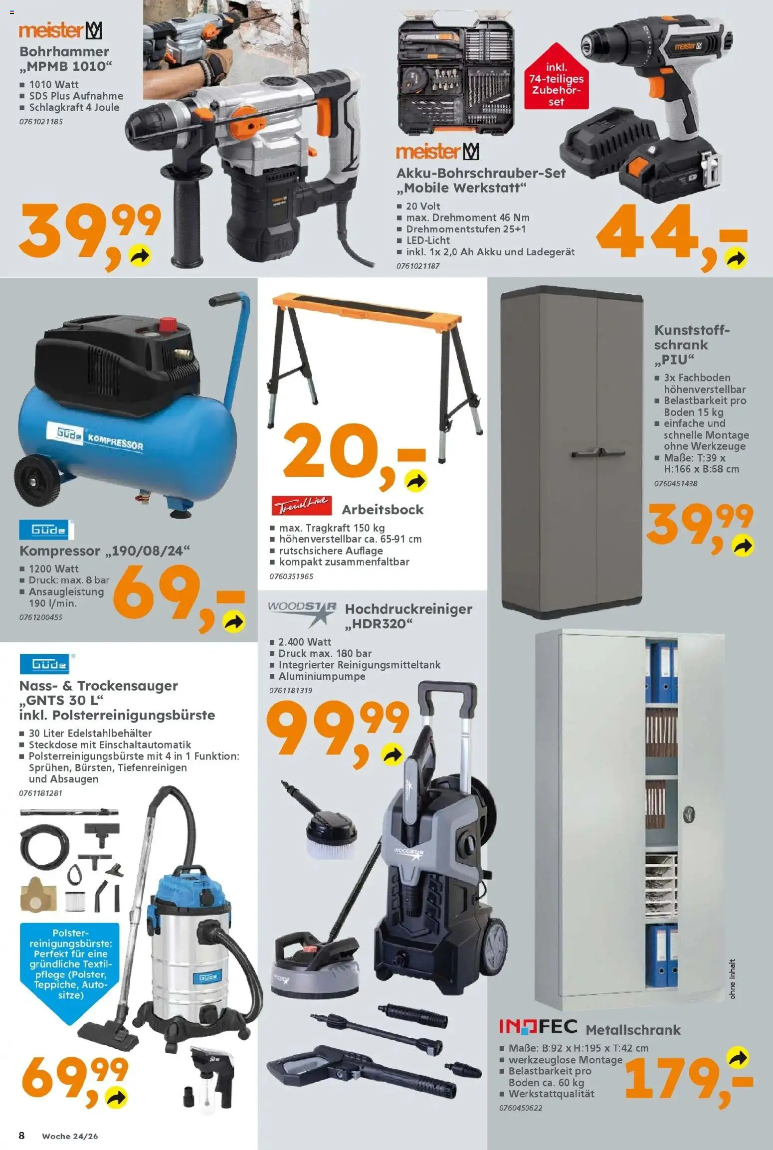 Globus Baumarkt Prospekt Göttingen – gültig ab 08.06.2026 | Seite: 8 | Produkte: Steckdose, Schrank, Hochdruckreiniger, Ladegerät