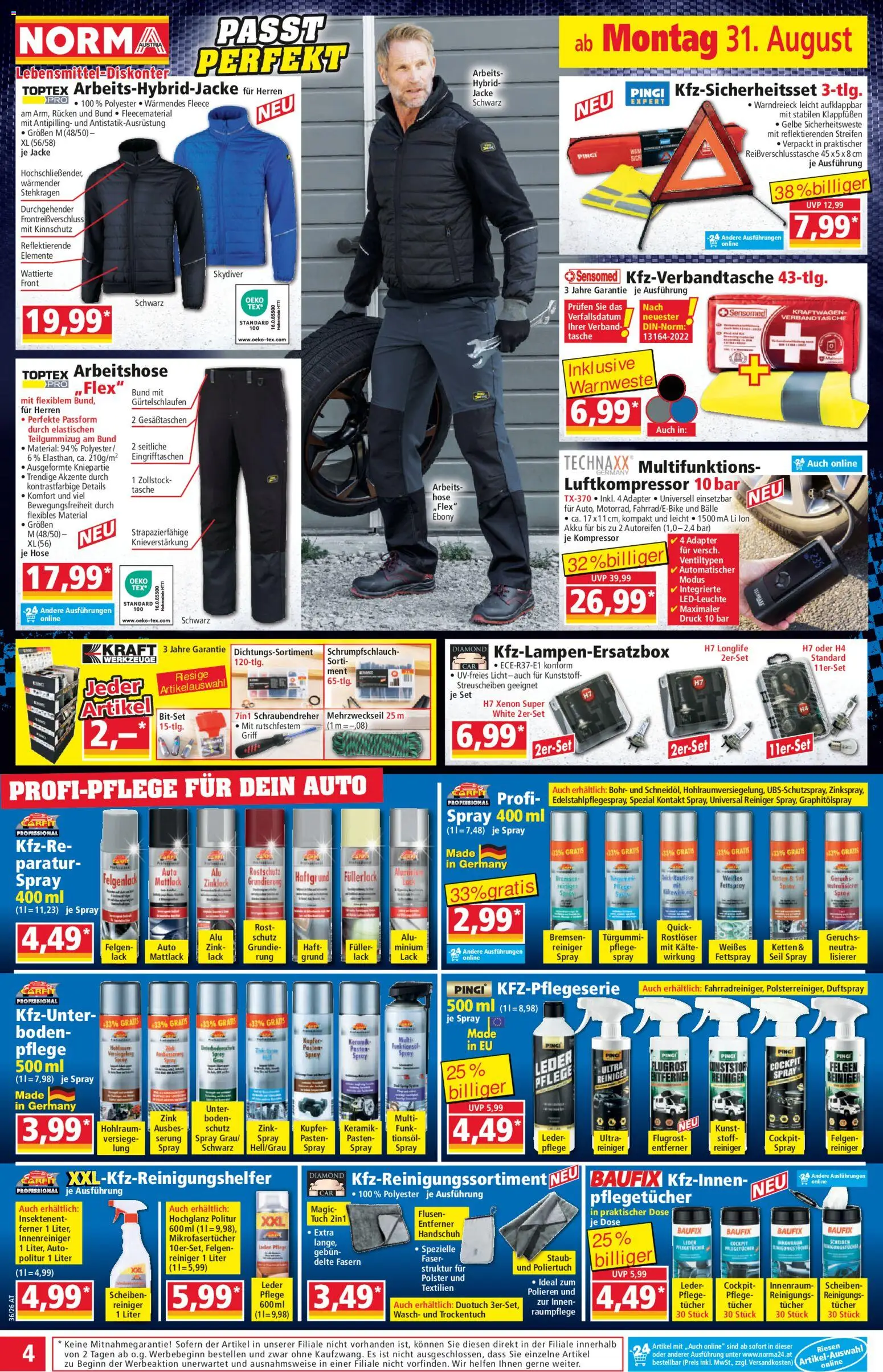 Norma Flugblatt gültig ab 31.08.2026 | Seite: 4 | Produkte: Jacke, Hose, Tasche, Adapter
