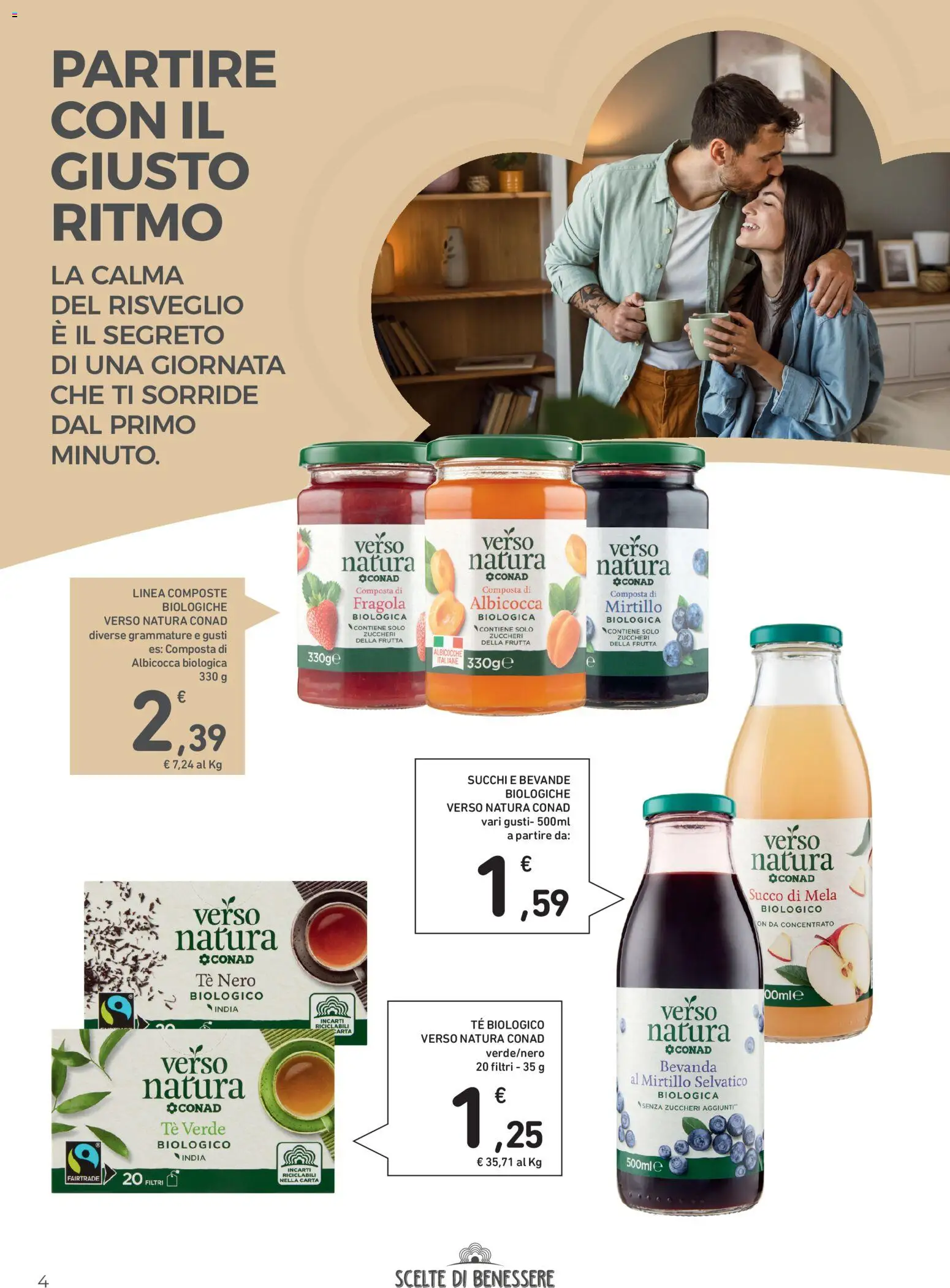 Volantino Spazio Conad del 21/10/2026 | Pagina: 4 | Prodotti: Tè, Frutta, Succo di mela, Tè verde