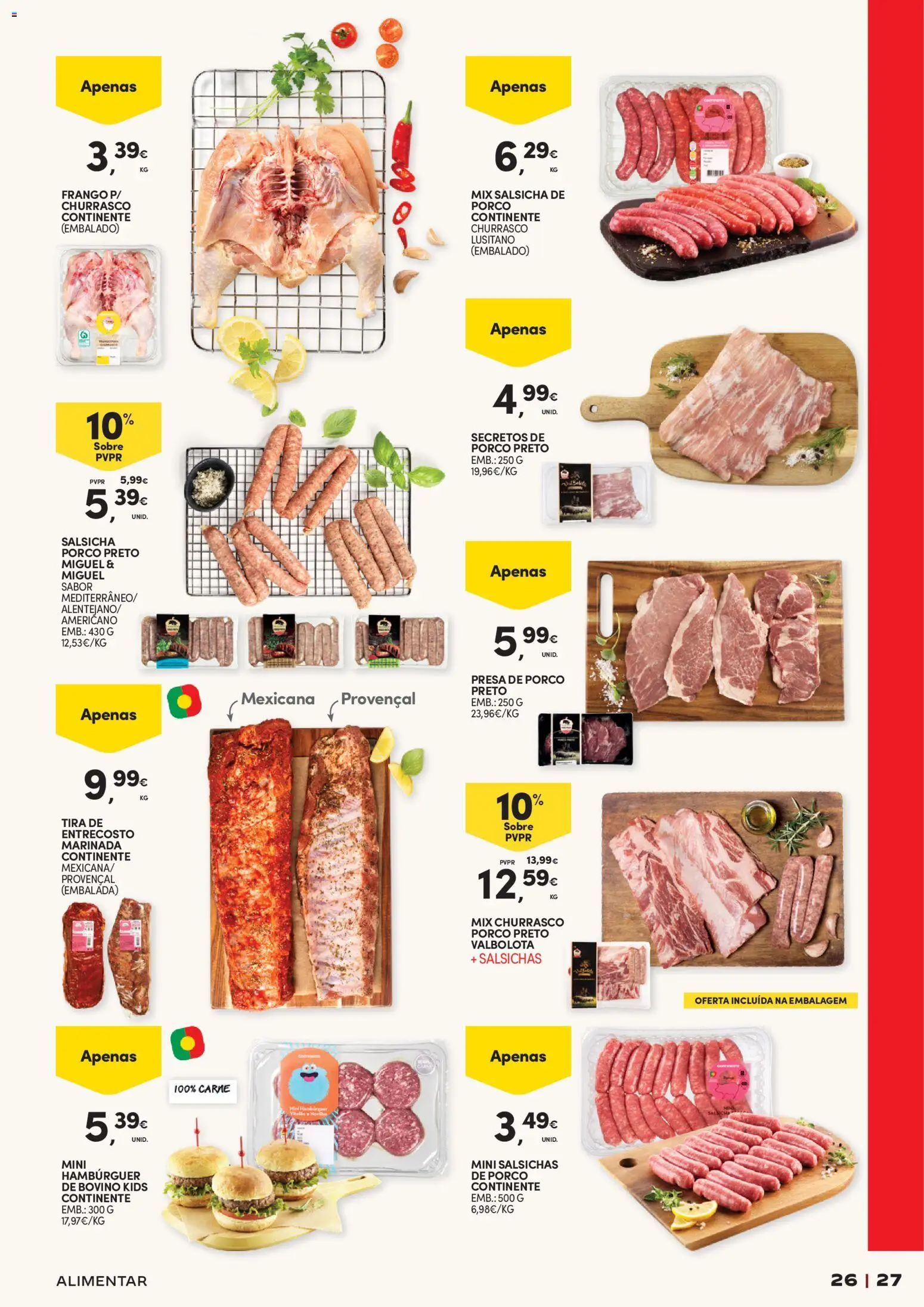 Continente - Férias de Verão  Abre espaço para a distração │ válido de 23/06/2026 | Página: 27 | Produtos: Frango, Hambúrguer, Salsicha, Carne
