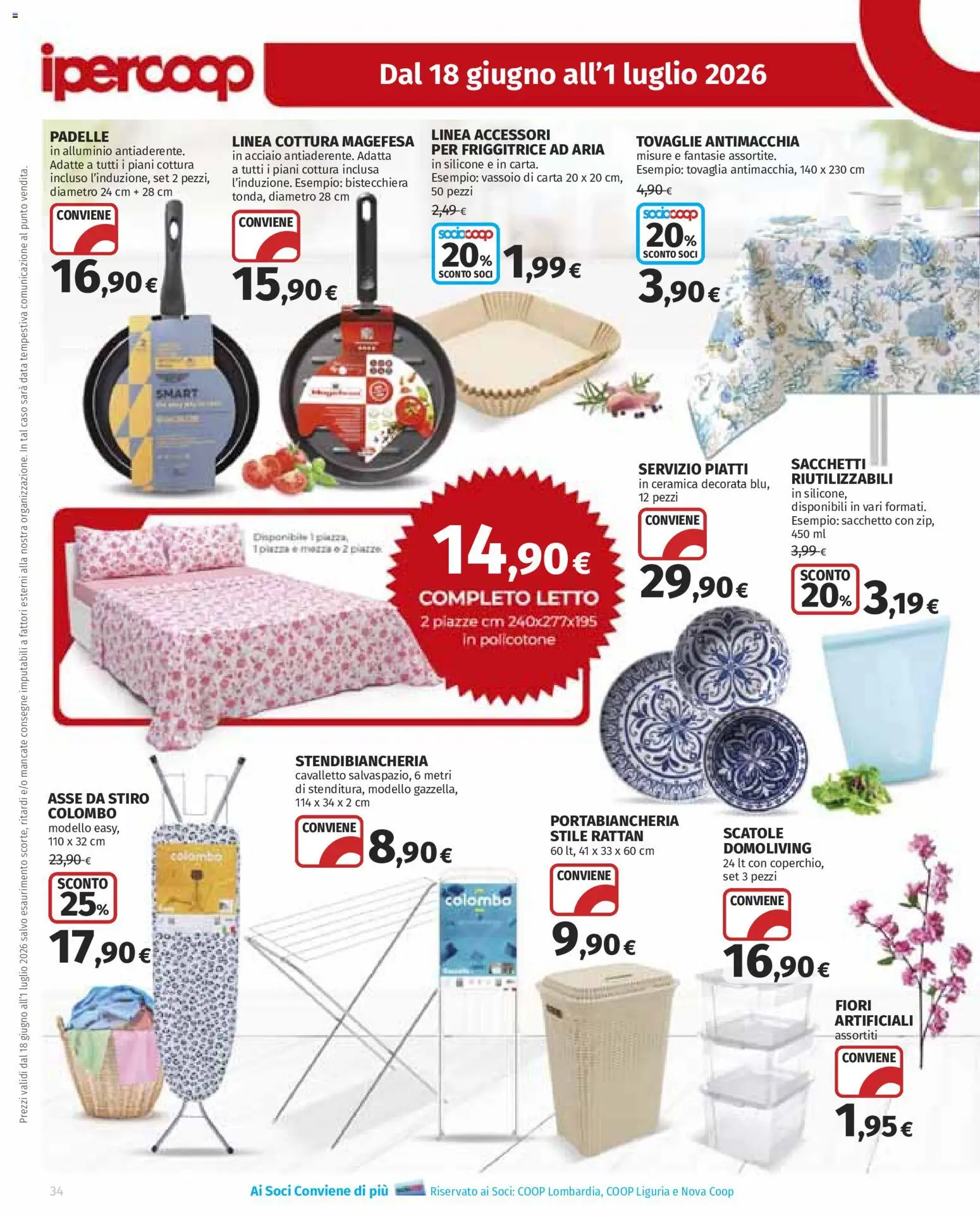 Volantino Ipercoop del 18.06.2026 | Pagina: 34 | Prodotti: Stendibiancheria, Data, Friggitrice, Tovaglia