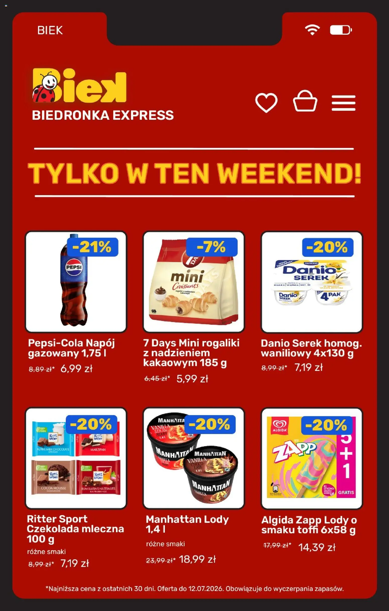 Biedronka gazetka - Biek od 10.07.2026 | Strona: 6 | Produkty: Serek homogenizowany waniliowy, Pepsi, Czekolada, Rum