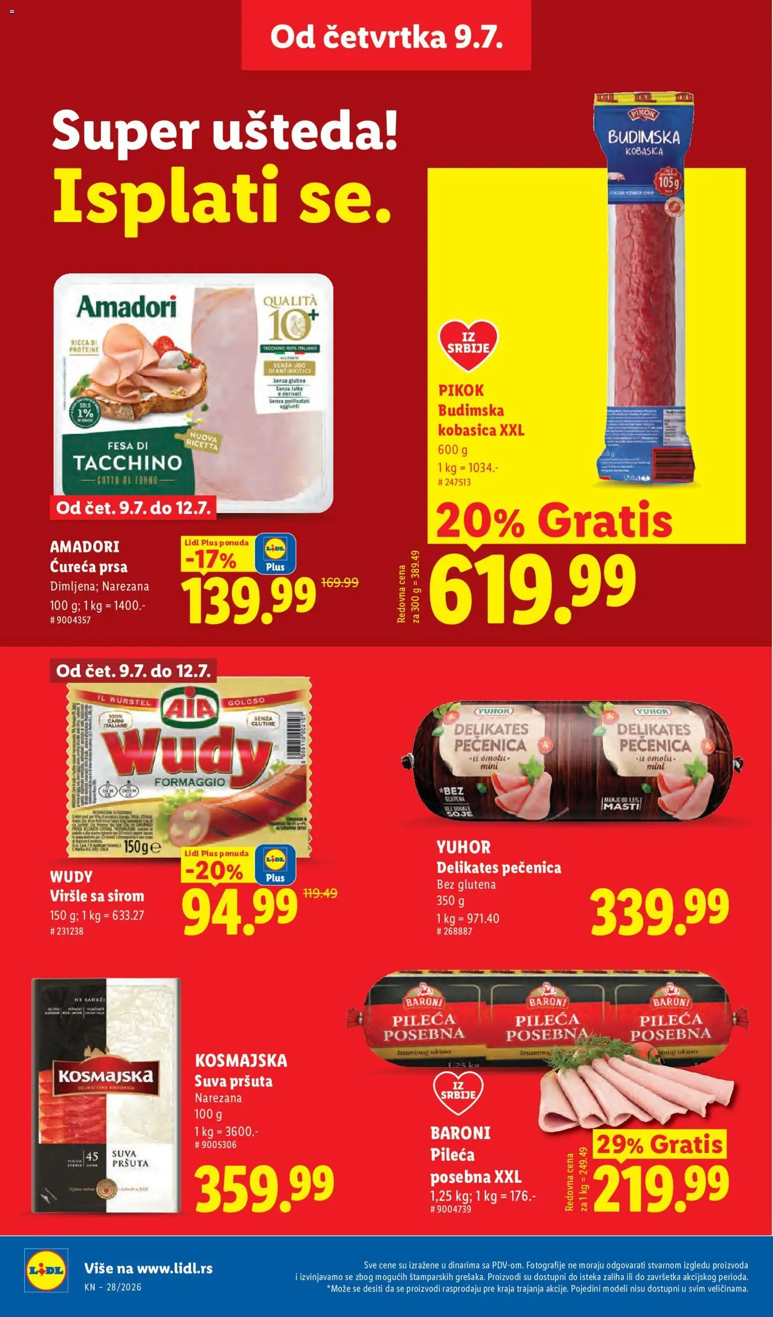 Lidl katalog - važi od 09.07.2026 | Strana: 24 | Proizvode: Viršle, Budimska kobasica, Kobasica, Pečenica