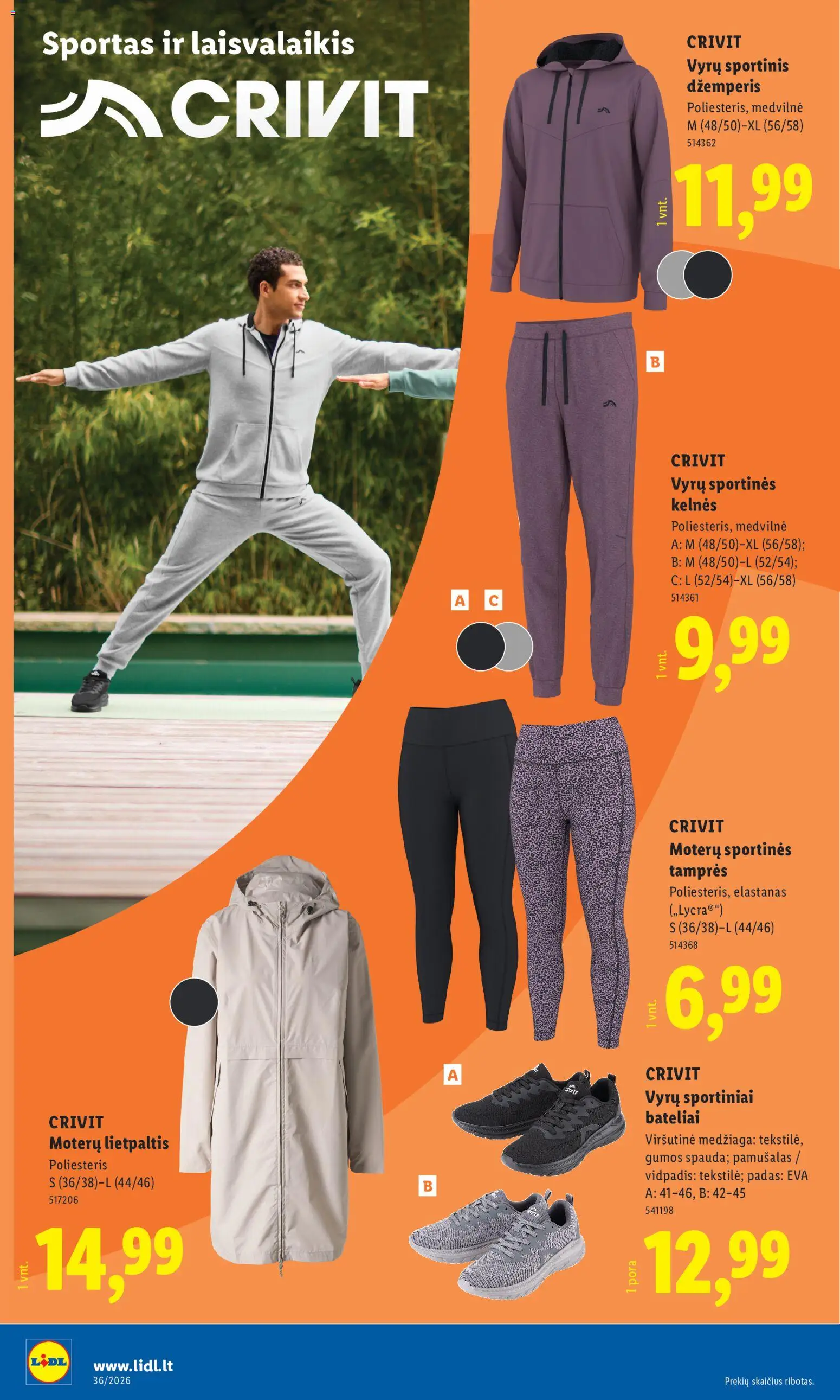 LIDL akcijos nuo 2026.08.31 | Puslapis: 10 | Prekių: Sportinės kelnės, Džemperis, Kelnes, Tamprės