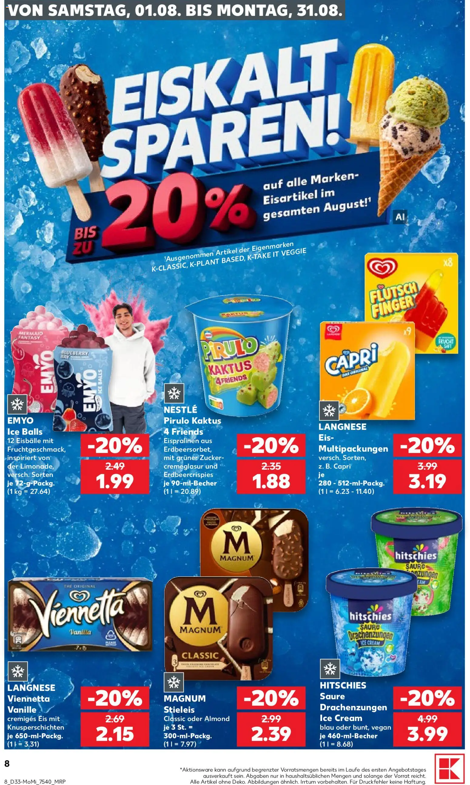 Kaufland Německo leták - Postdam od 10.08.2026 | Strana: 8 | Produkty: Veggie, Vegan, Viennetta, Magnum