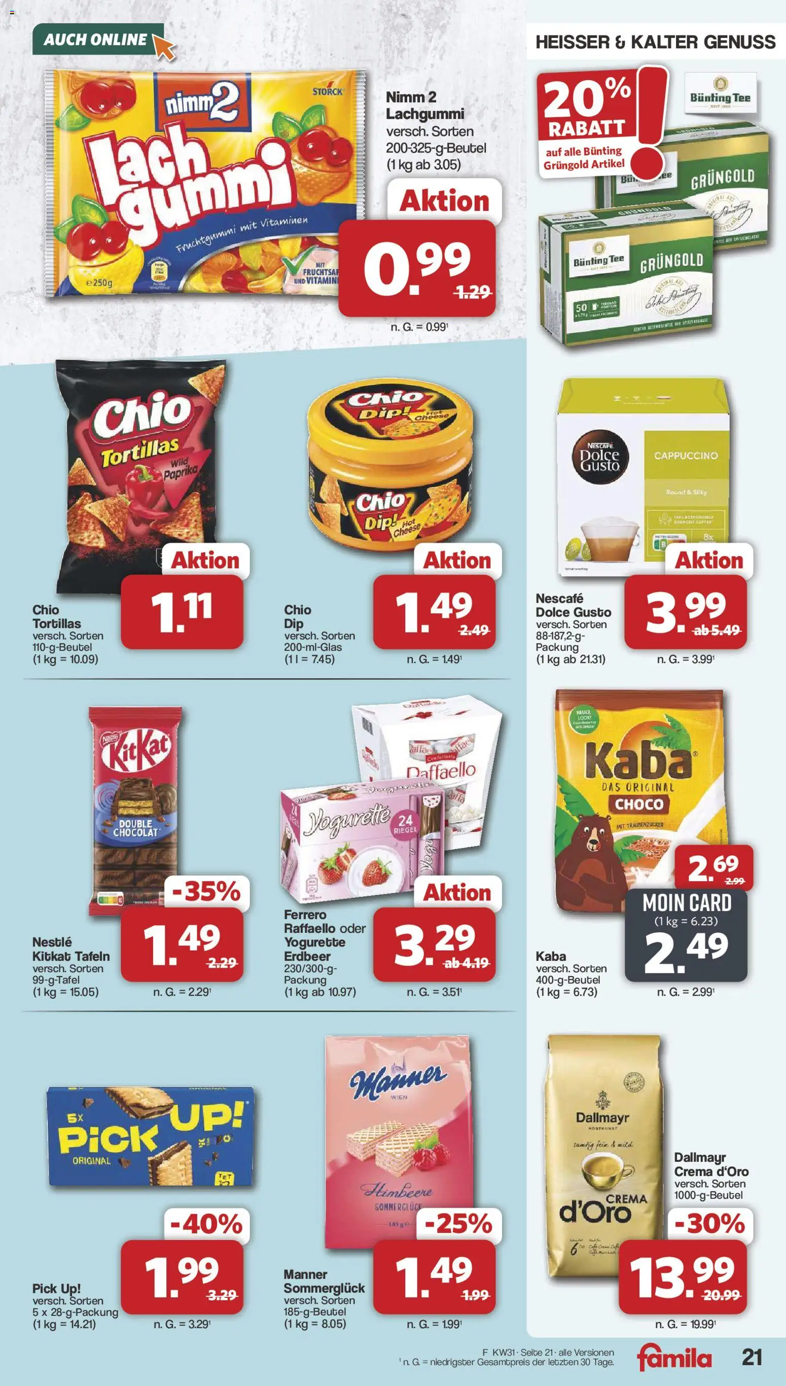 Famila Nordwest Prospekt – gültig ab 27.07.2026 | Seite: 21 | Produkte: Dallmayr, Paprika, Himbeere, Dolce gusto
