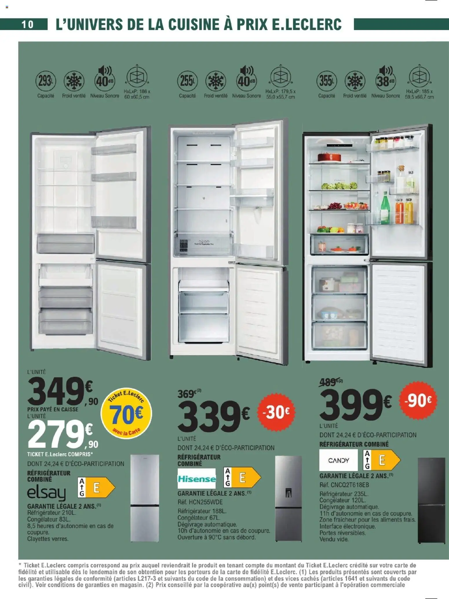 {H1} | Page: 10 | Produits: Couverts, Réfrigérateur combiné, Portes, Aliments