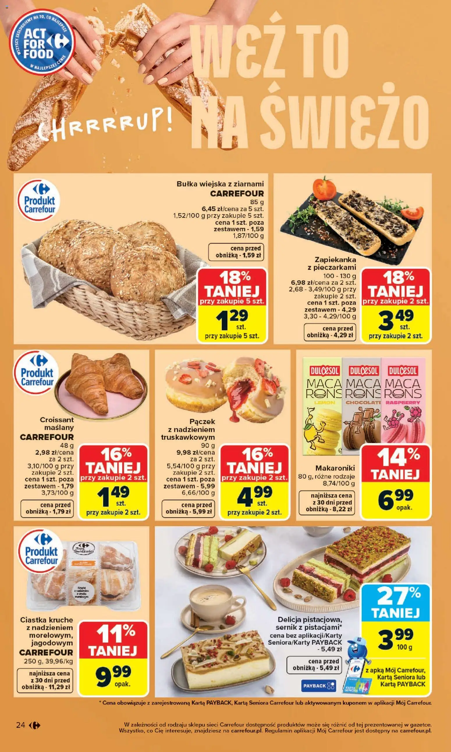 Carrefour gazetka - Zmieniliśmy Się Dla Ciebie od 25.05.2026 | Strona: 24 | Produkty: Karta, Zapiekanka, Ciastka kruche, Bułka