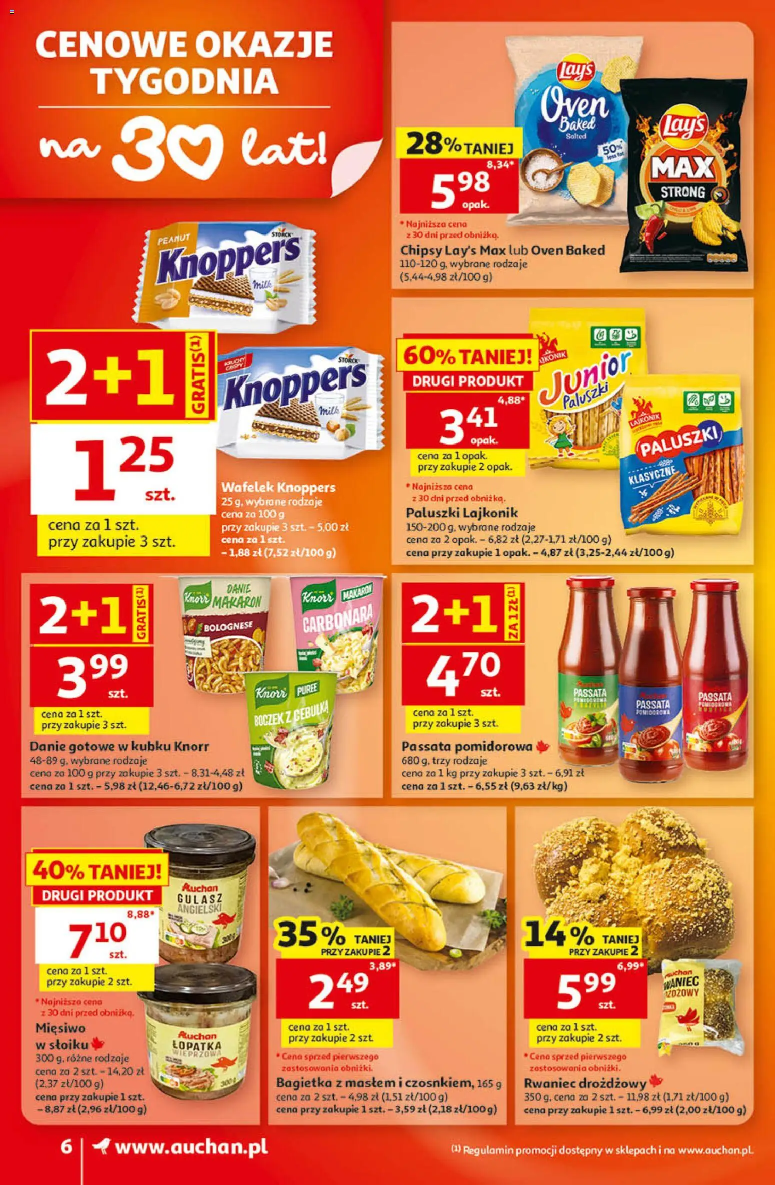 Auchan gazetka od 17.09.2026 | Strona: 6 | Produkty: Chipsy, Wafelek, Boczek, Gulasz