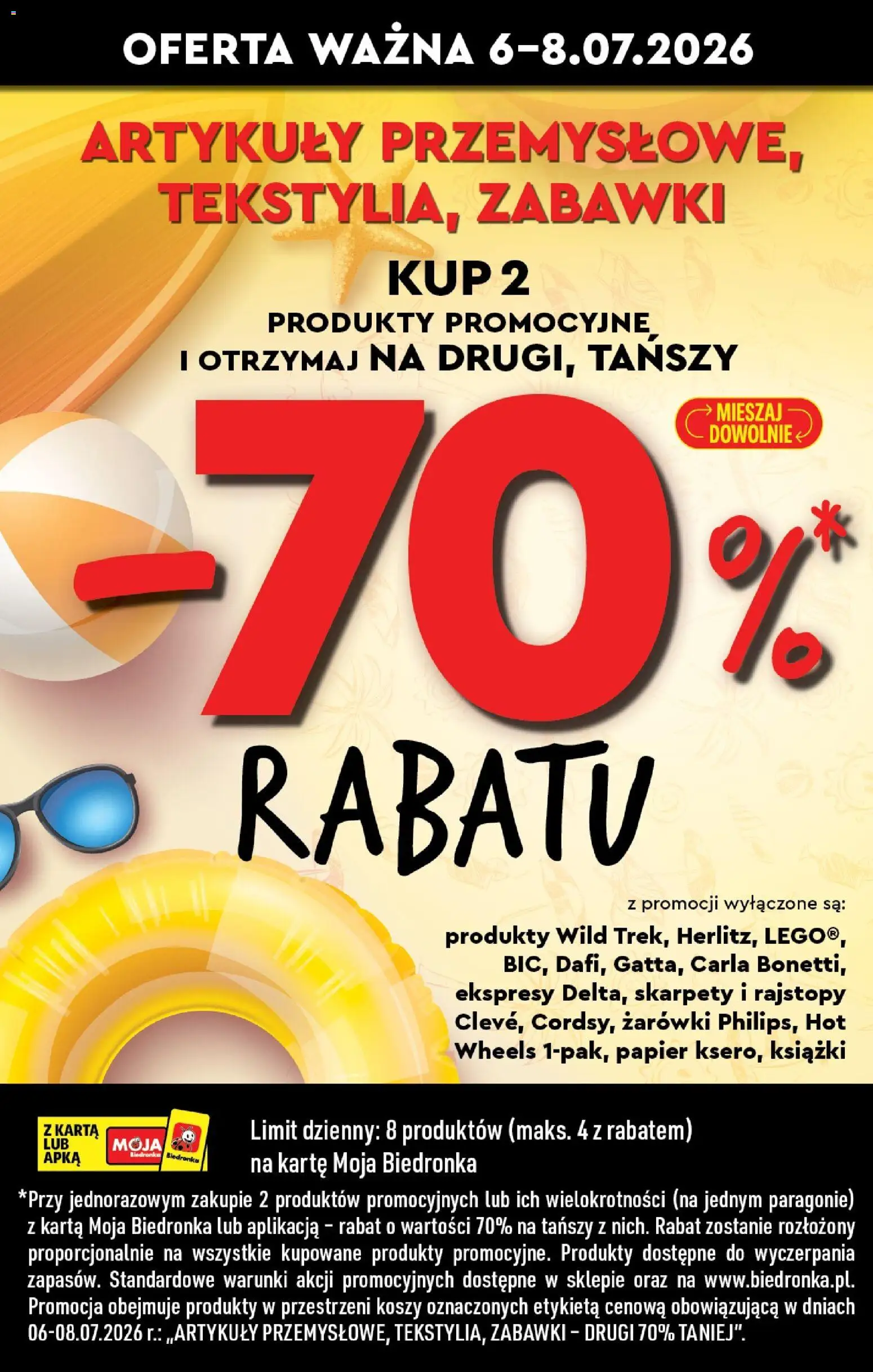 Biedronka gazetka od poniedziałku od 06.07.2026 | Strona: 3 | Produkty: Karta, Rajstopy, Książki, Żarówki