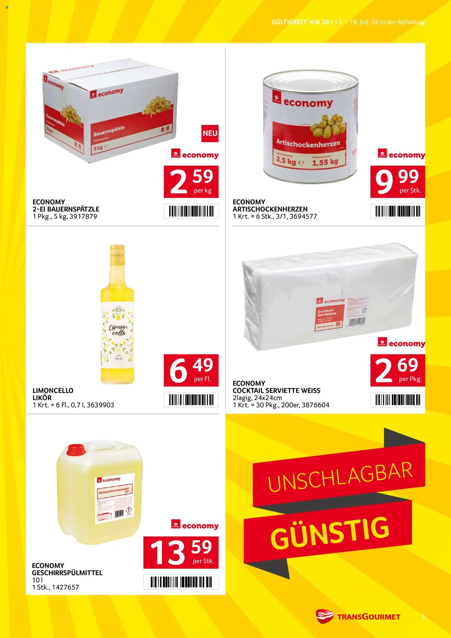 Transgourmet Flugblatt gültig ab 13.07.2026 | Seite: 5 | Produkte: Geschirrspülmittel