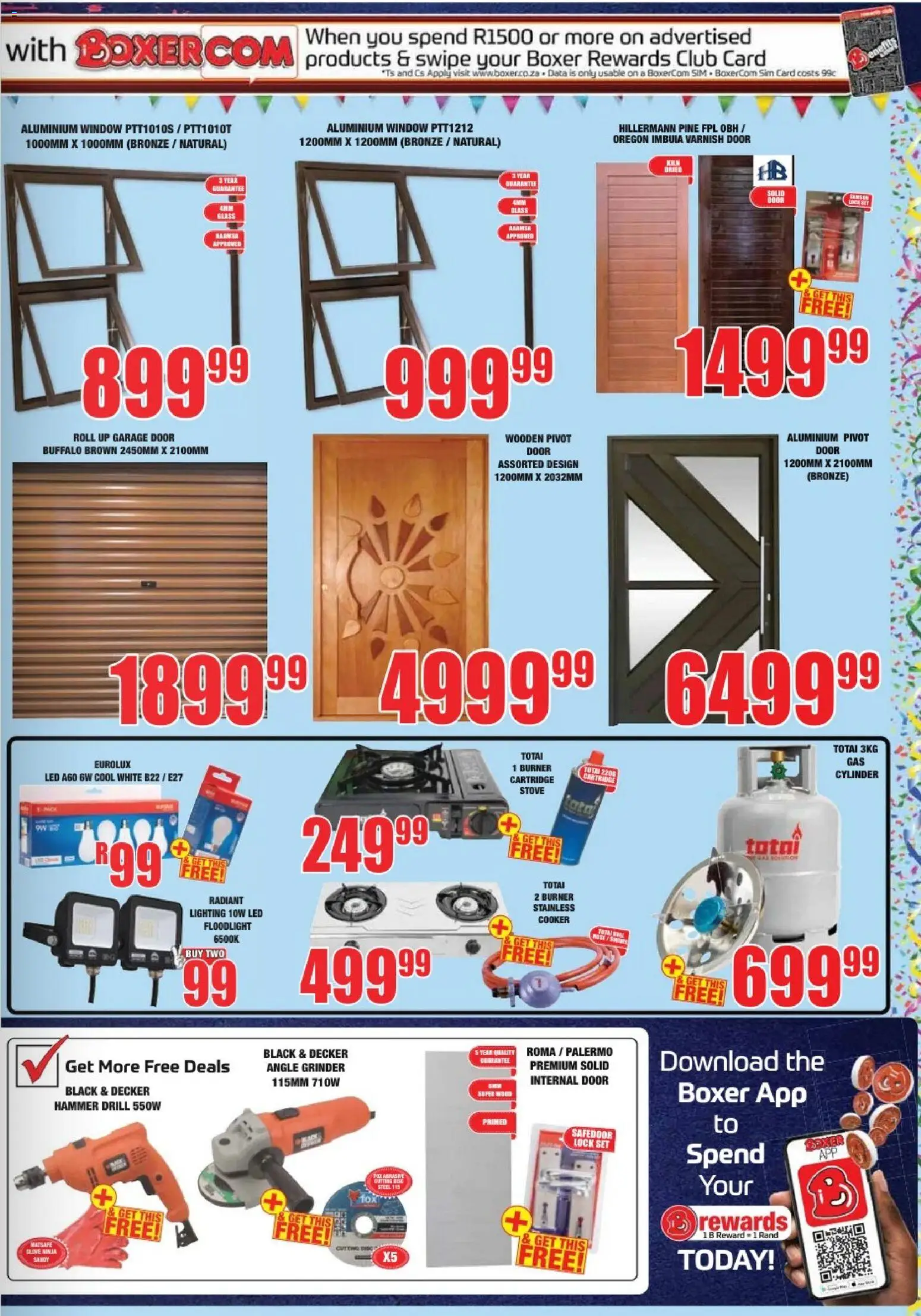 New Boxer catalogue – valid from 23/07/2026 | Page: 3 | Products: Stove, Internal door, Hammer, Angle grinder