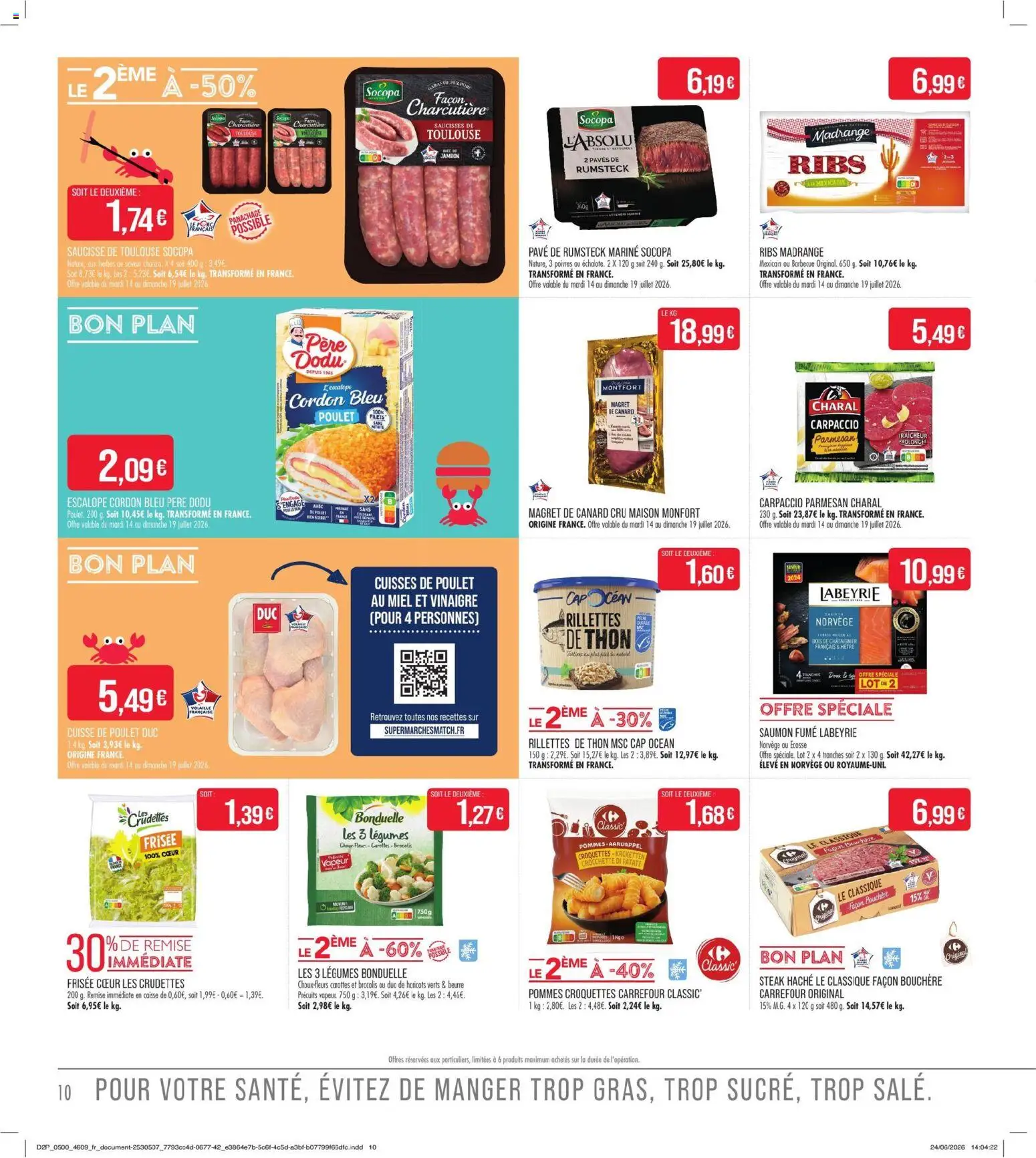 {H1} | Page: 10 | Produits: Miel, Thon, Saucisse, Pommes