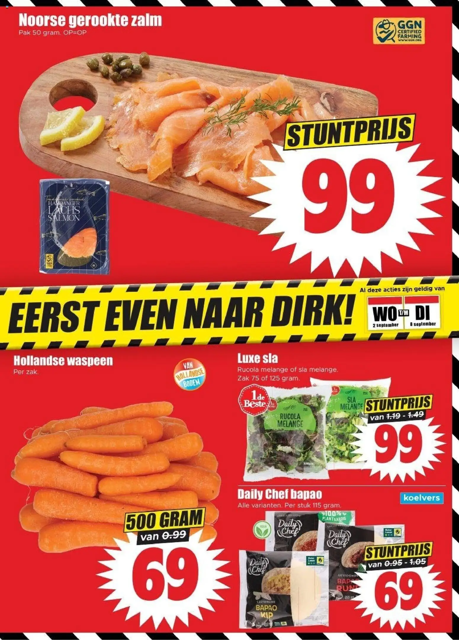 {H1} | Pagina: 7 | Producten: Rucola, Zalm, Zak, Gerookte zalm