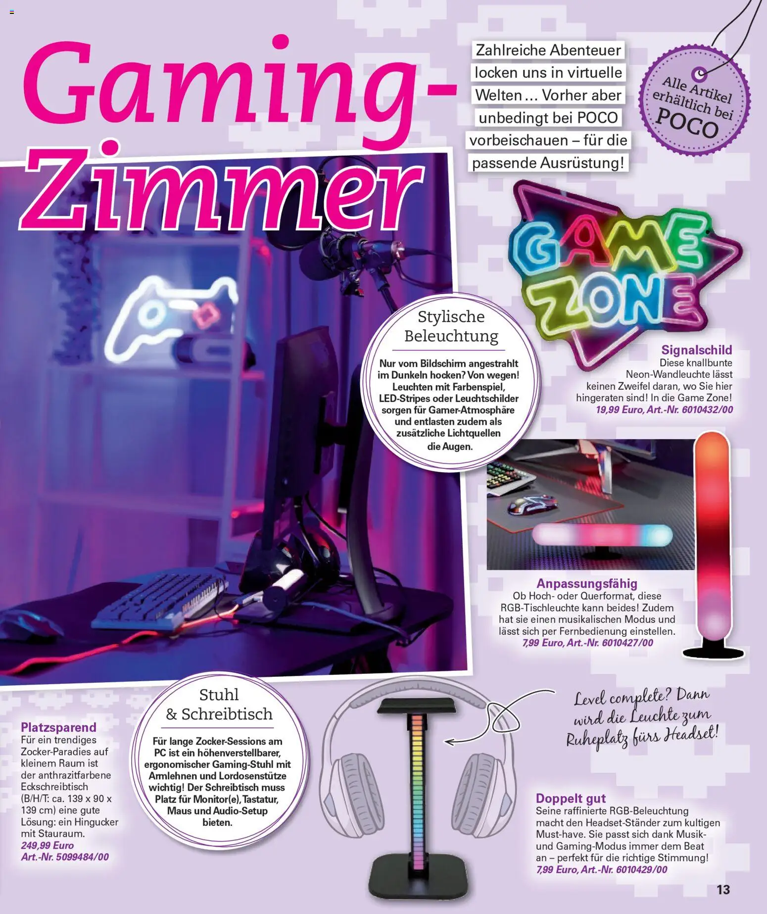 Poco Prospekt Wohnwelt Frühling 2026 – gültig ab 16.02.2026 | Seite: 13 | Produkte: Stuhl, Gamingstuhl, Bildschirm, PC