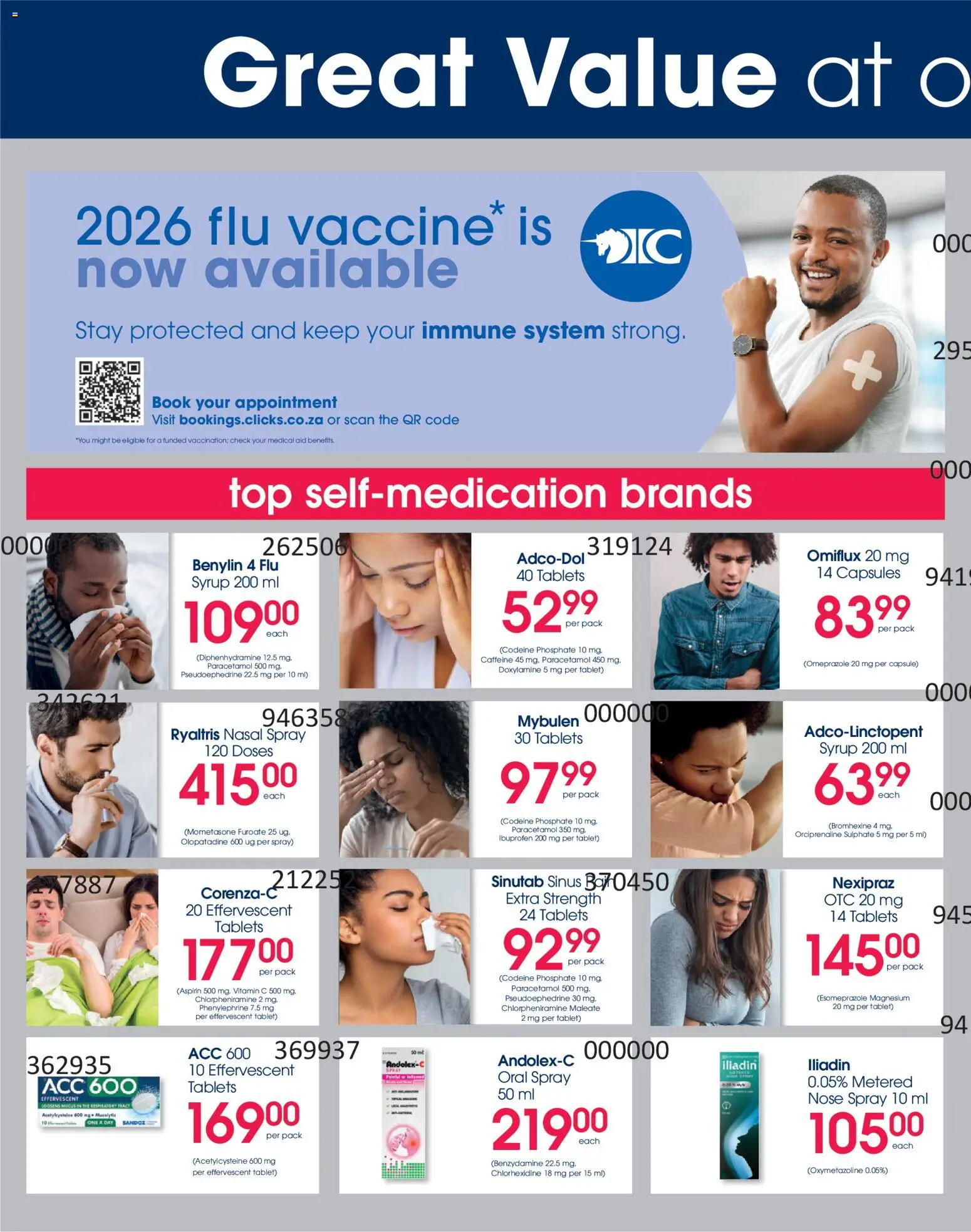 New Clicks catalogue – valid from 23.04.2026 | Page: 2 | Products: Tablet, Syrup, Nasal spray