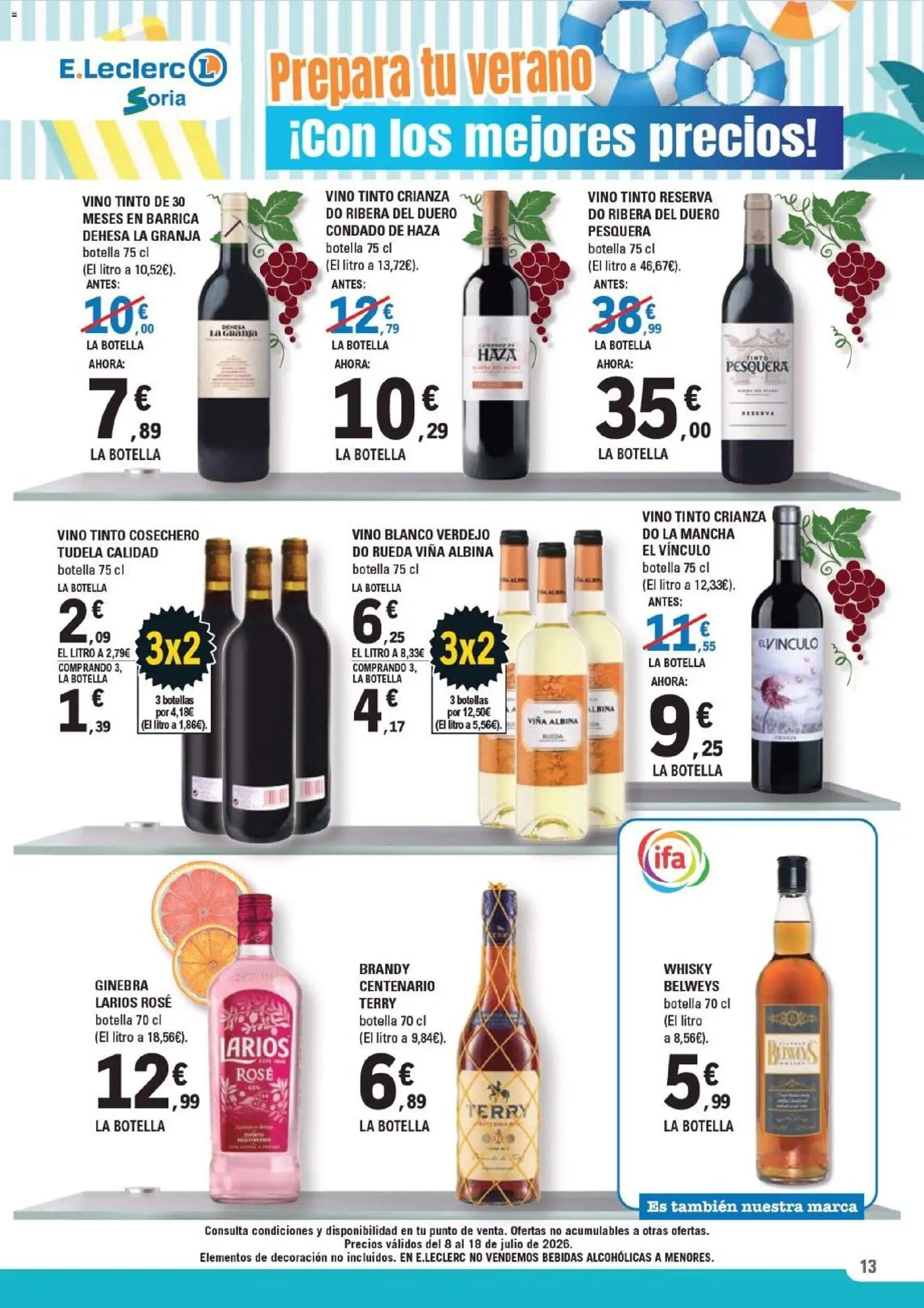 E.Leclerc folleto Soria │ válido desde el 08/07/2026 | Página: 13 | Productos: Vino, Ginebra, Whisky, Μαύρο πιπέρι
