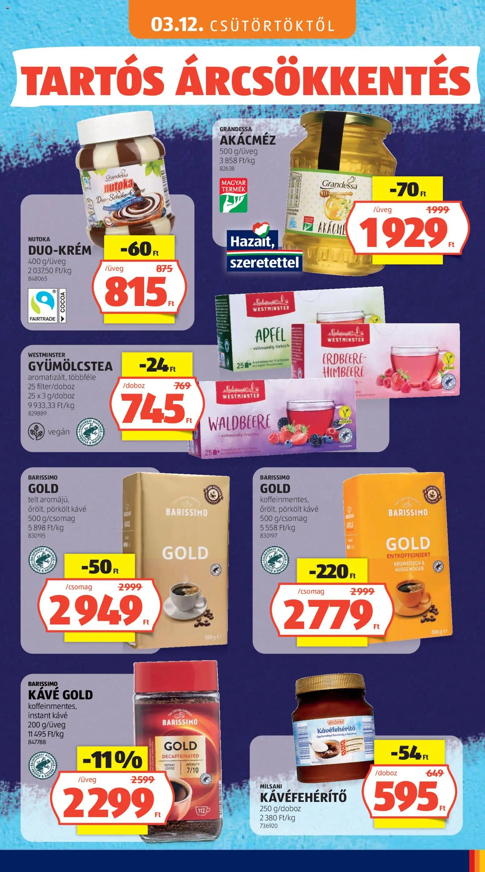 Aldi akciós ujság - amely érvényes a következő dátumtól: 03.05.2026 | Oldal: 45 | Termékek: Gyümölcstea, Kávéfehérítő, Tea, Instant kávé
