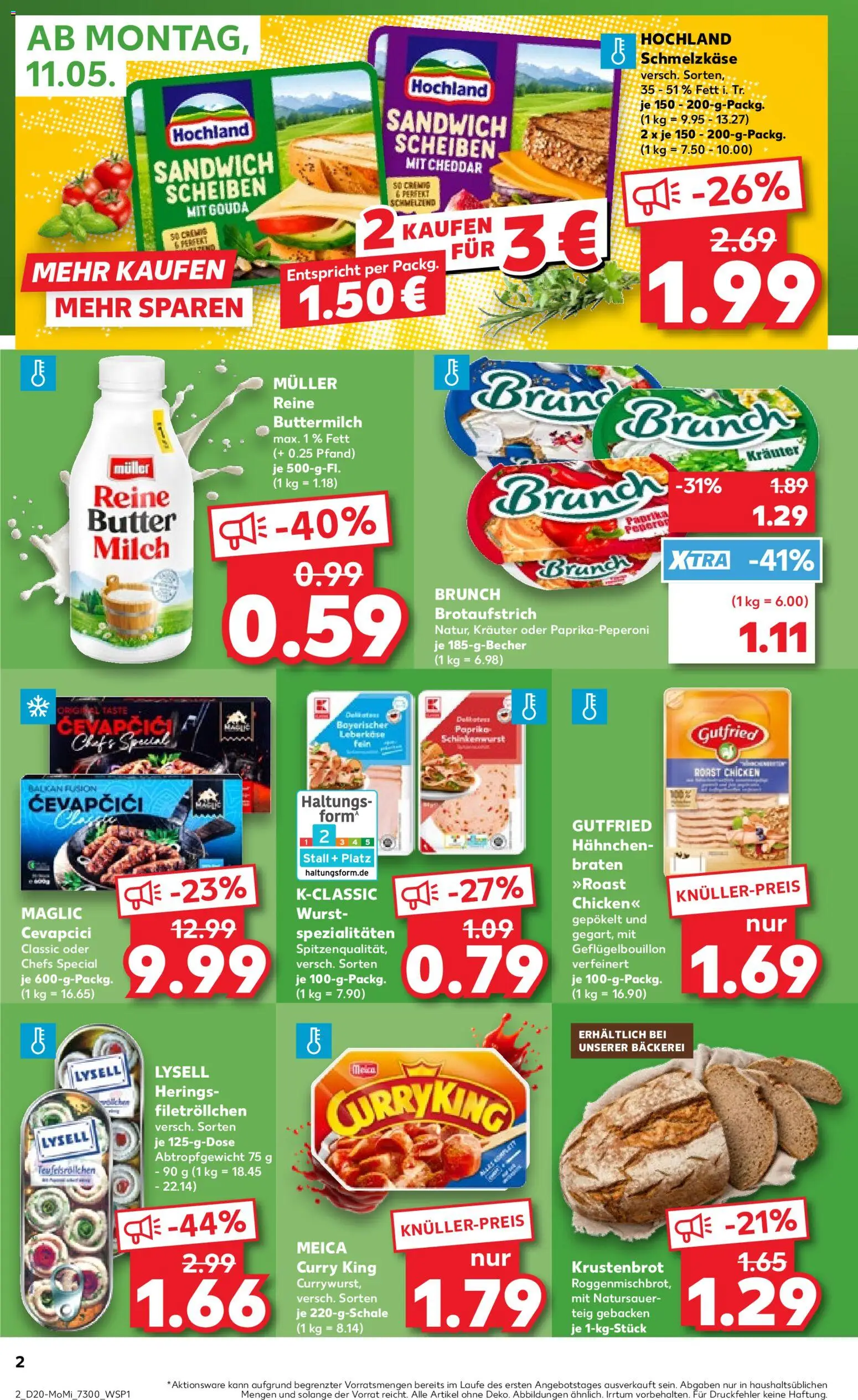 Kaufland Prospekt – gültig ab 11.05.2026 | Seite: 2 | Produkte: Hahnchen, Butter, Gouda, Cevapcici