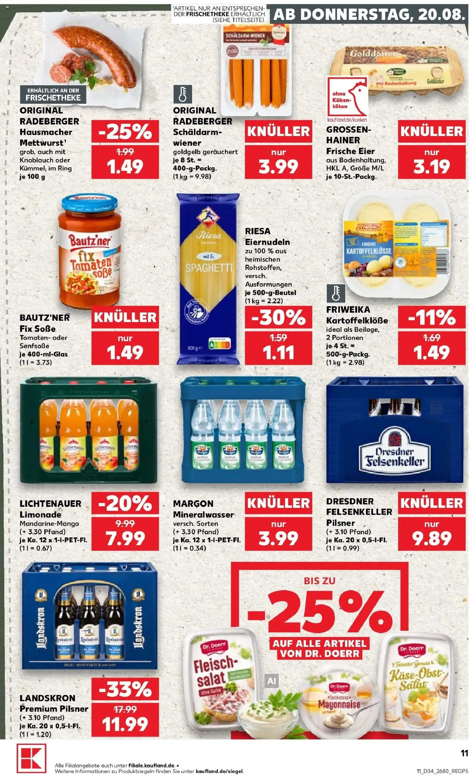 Prospekt Kaufland ab 20.08.2026 » Angebote Online zum Blättern | Seite: 11 | Produkte: Eier, Spaghetti, Knoblauch, Salat
