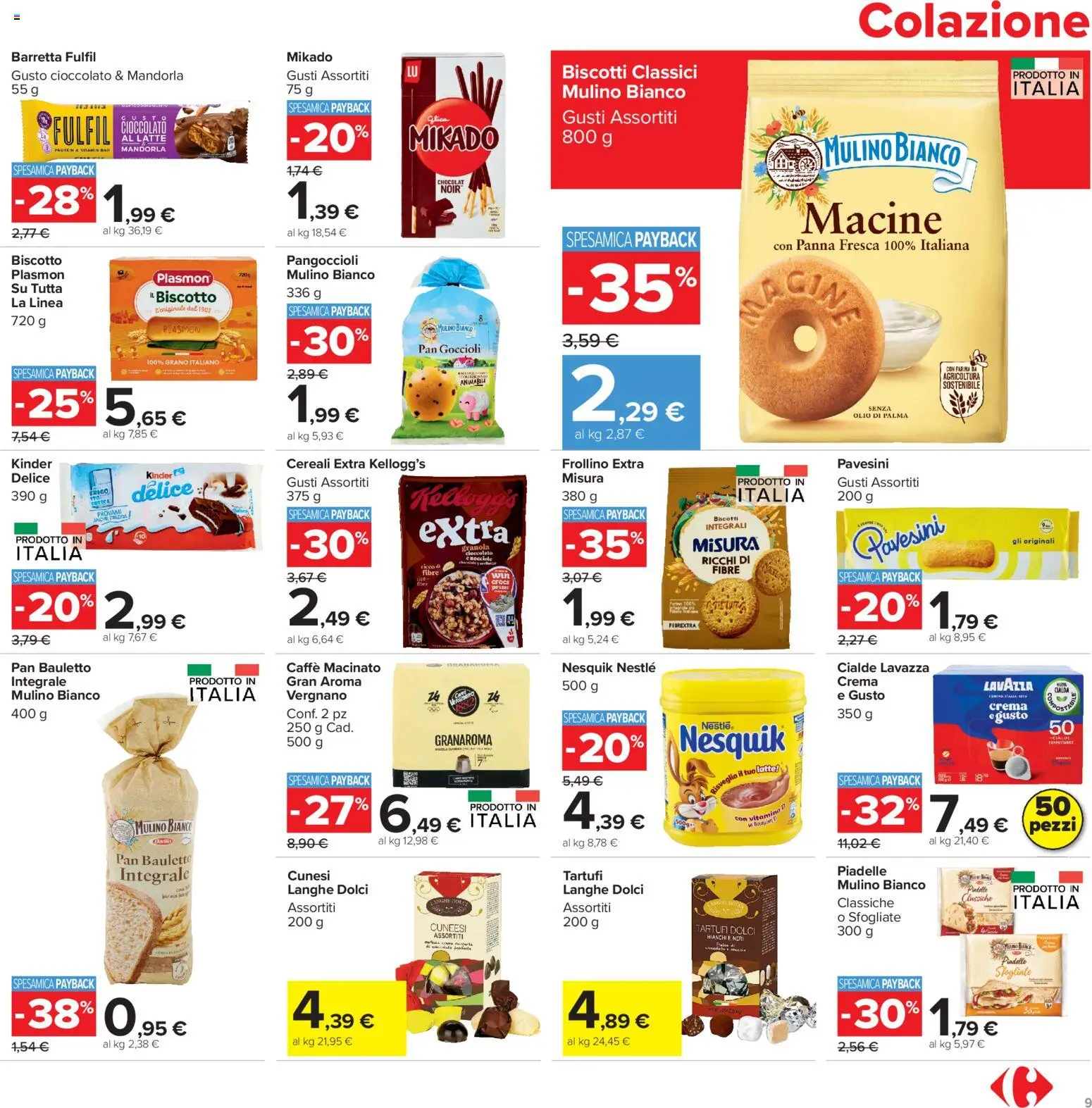 Volantino Carrefour del 23/10/2026 | Pagina: 9 | Prodotti: Cioccolato, Cereali, Barretta, Macinato