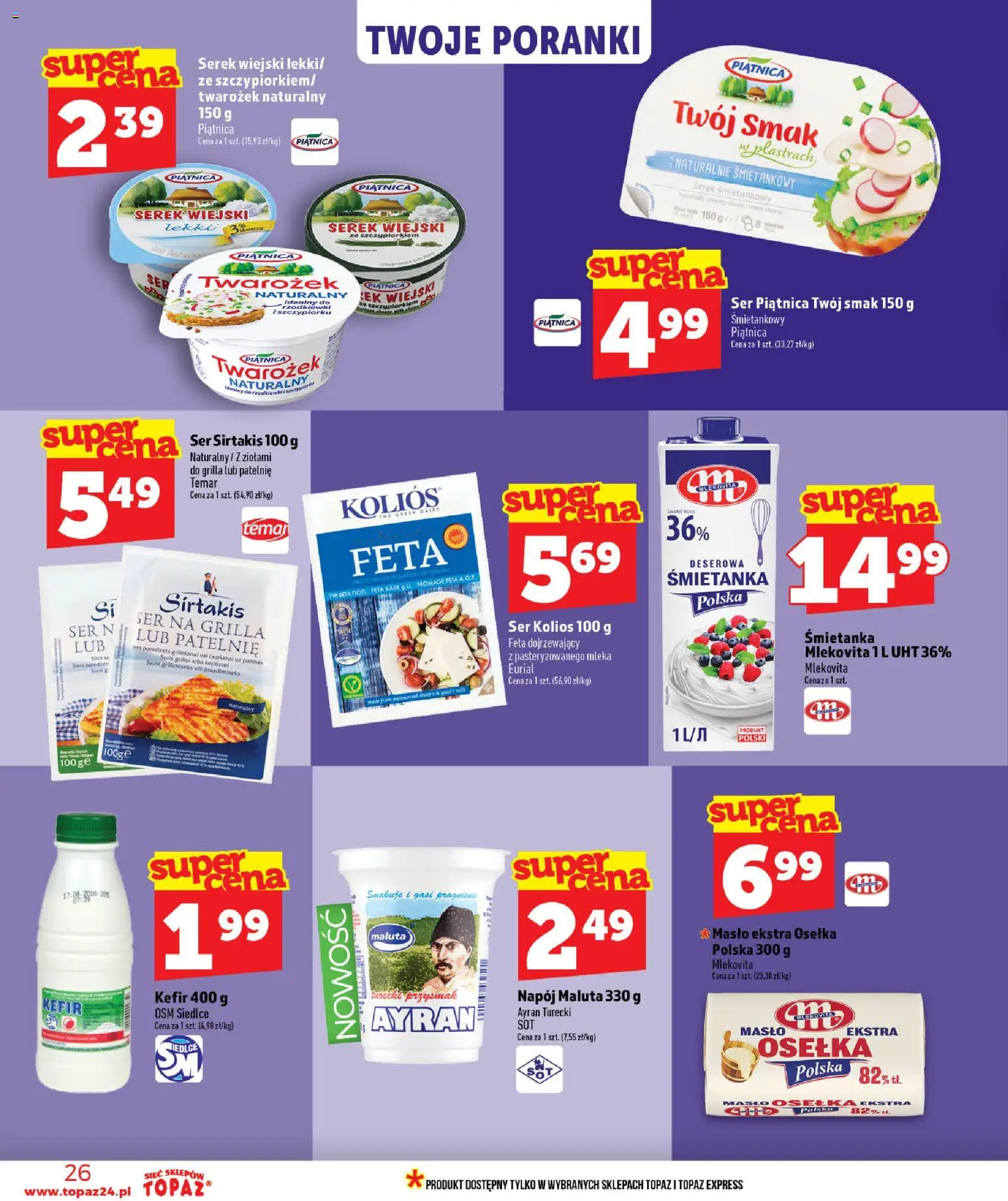 Topaz gazetka - MAZ od 02.07.2026 | Strona: 26 | Produkty: Osełka, Mleka, Masło, Twarożek