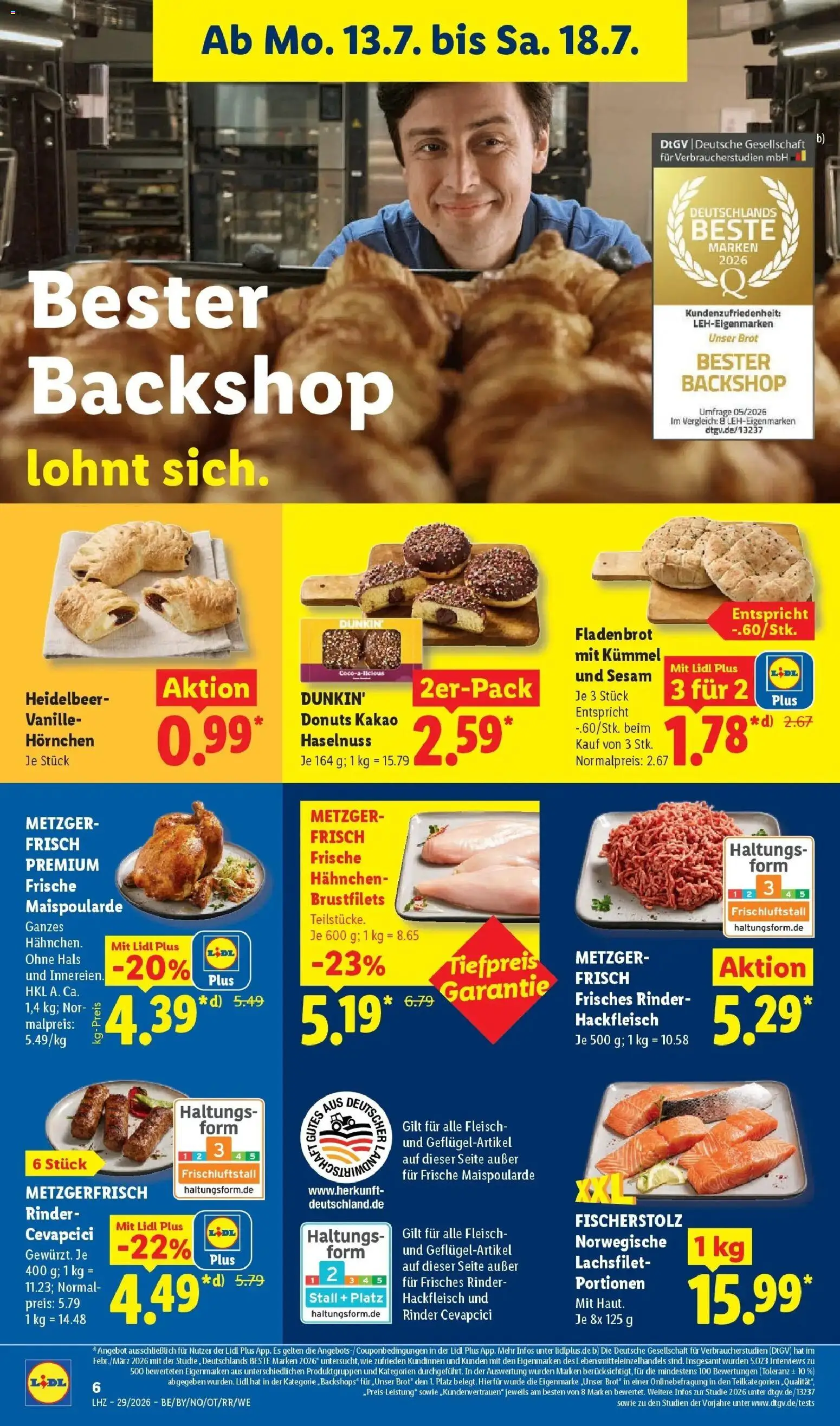 Lidl Prospekt Hof-innenstadt – gültig ab 13.07.2026 | Seite: 14 | Produkte: Cevapcici, Vanille, Brot, Fleisch