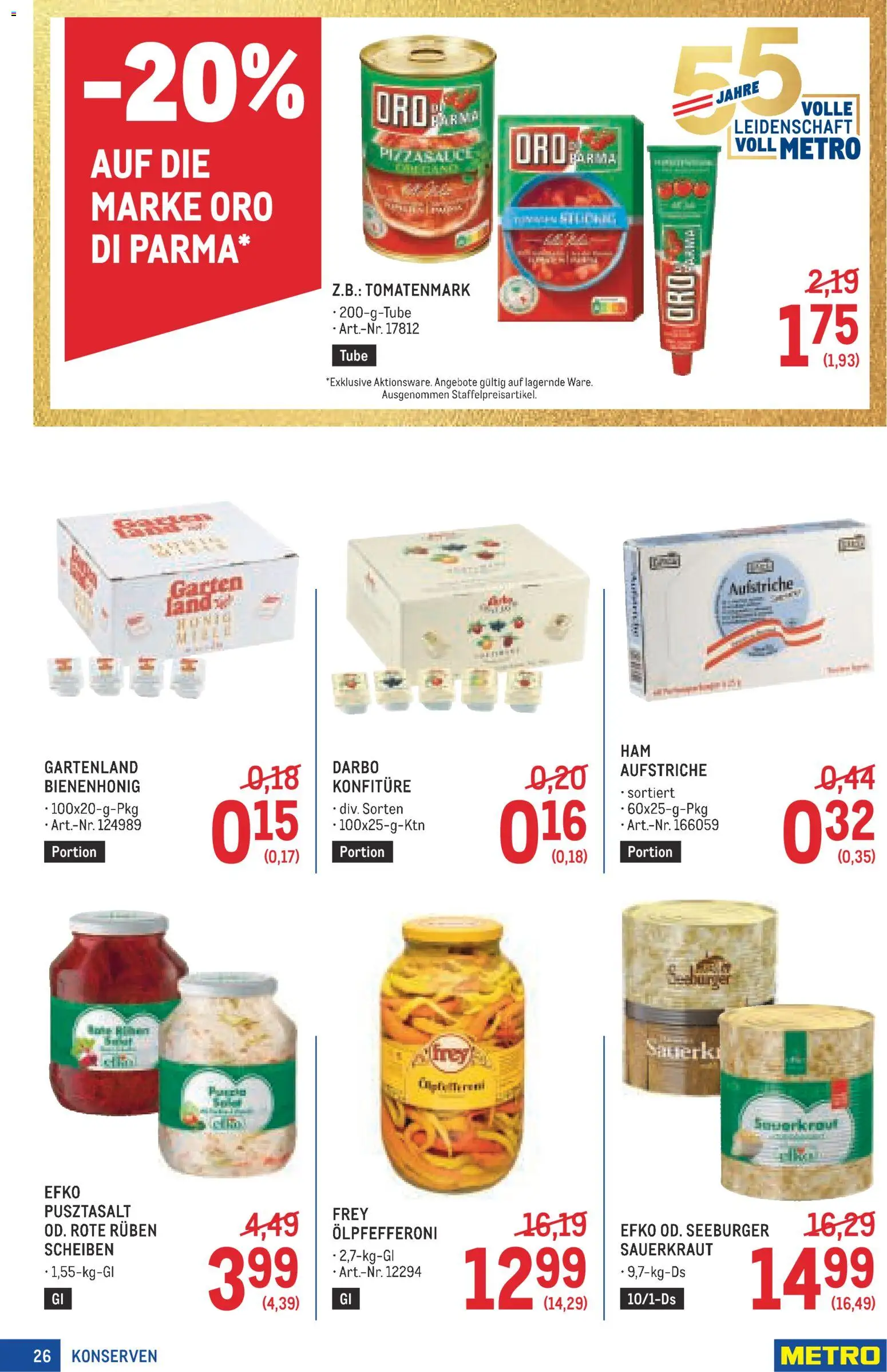 Metro angebote Profi gültig ab 20.08.2026 | Seite: 26 | Produkte: Sauerkraut