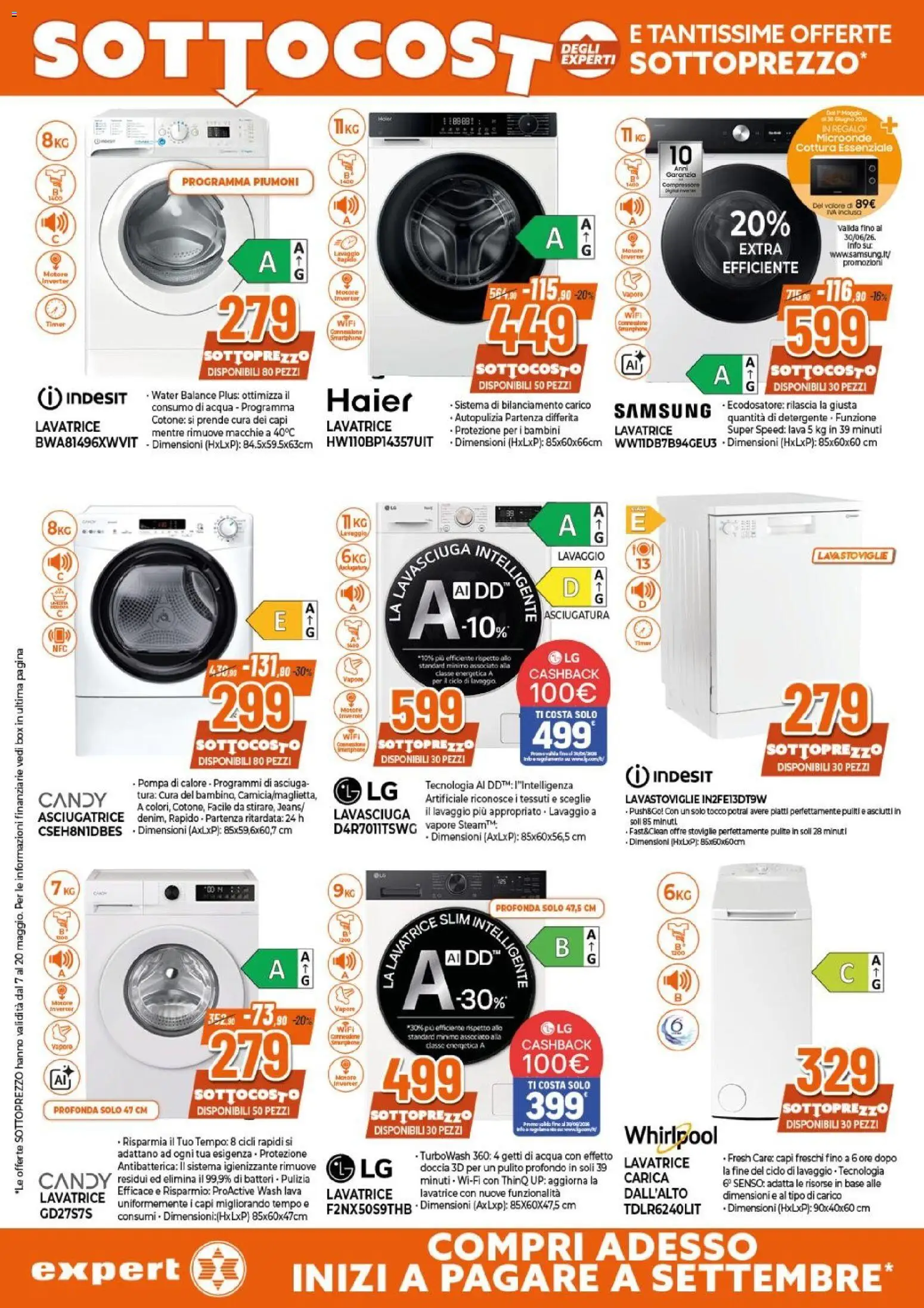 Volantino Expert del 07.05.2026 | Pagina: 27 | Prodotti: Lavasciuga, Compressore, Asciugatrice, Doccia