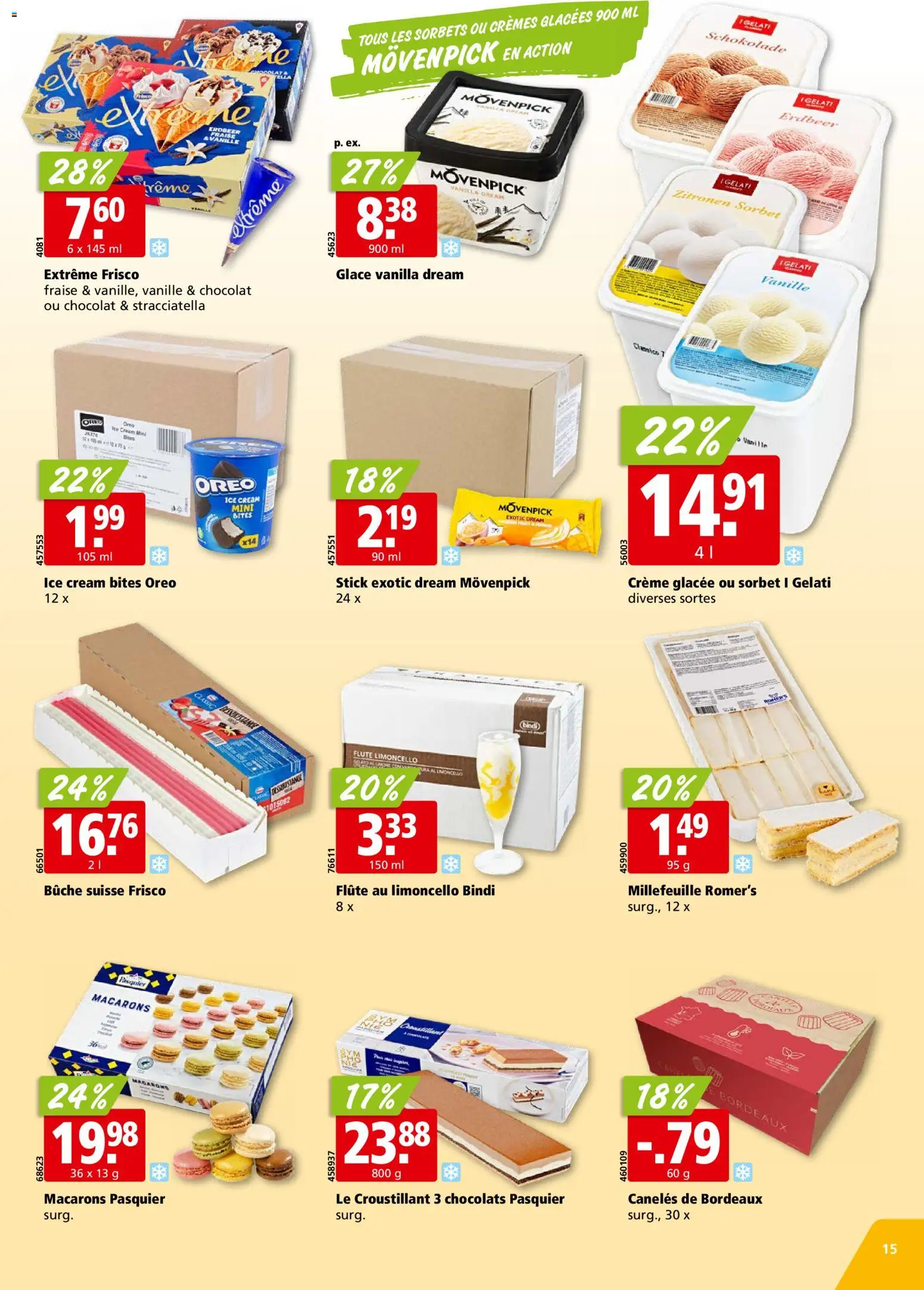 Aligro aktionen Chavannes, Matran, Genève, Sion – gültig ab 27.07.2026 | Seite: 15 | Produkte: Kammerjunker, Glace, Schokolade, Creme