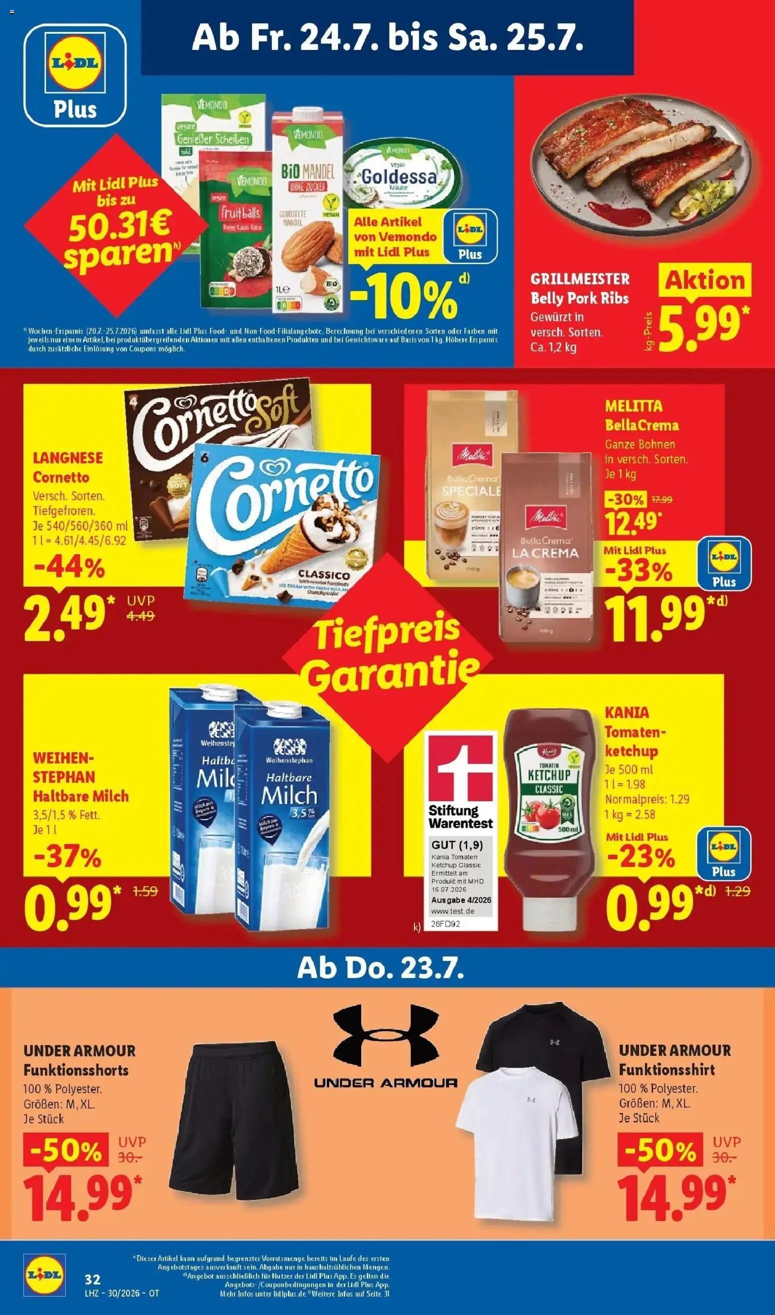 Lidl Prospekt Senftenberg – gültig ab 20.07.2026 | Seite: 68 | Produkte: Langnese, Haltbare milch, Tomaten, Ketchup