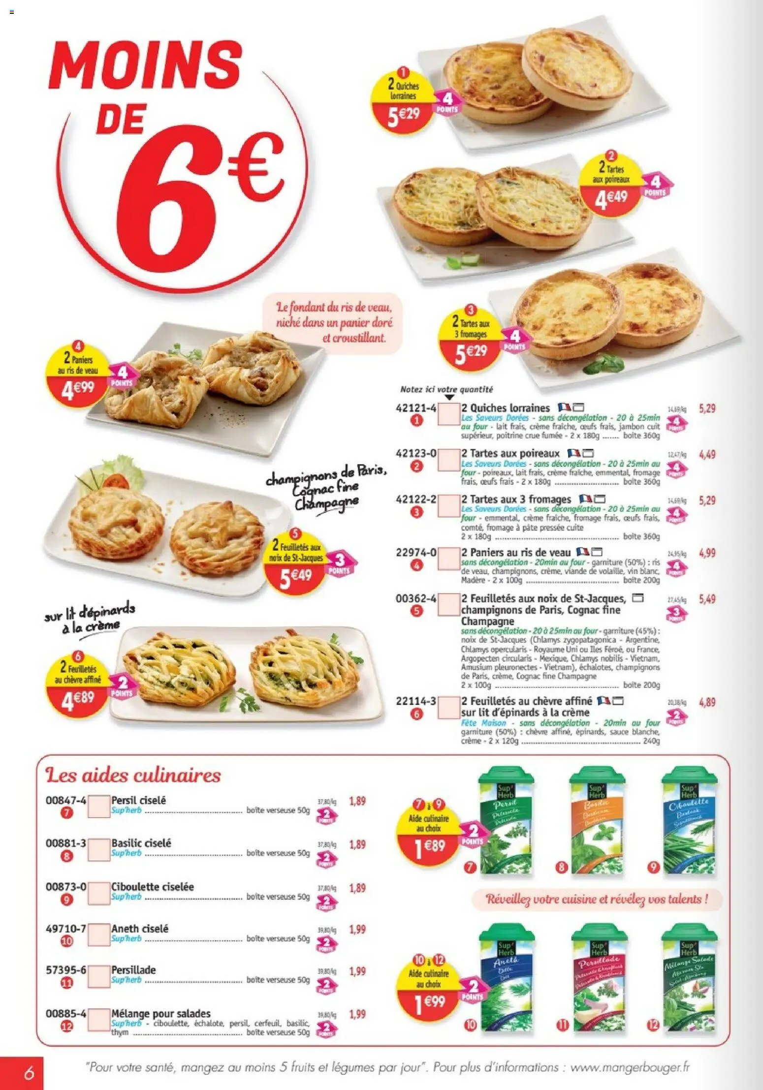 {H1} | Page: 6 | Produits: Ris de veau, Lit, Jambon, Noix