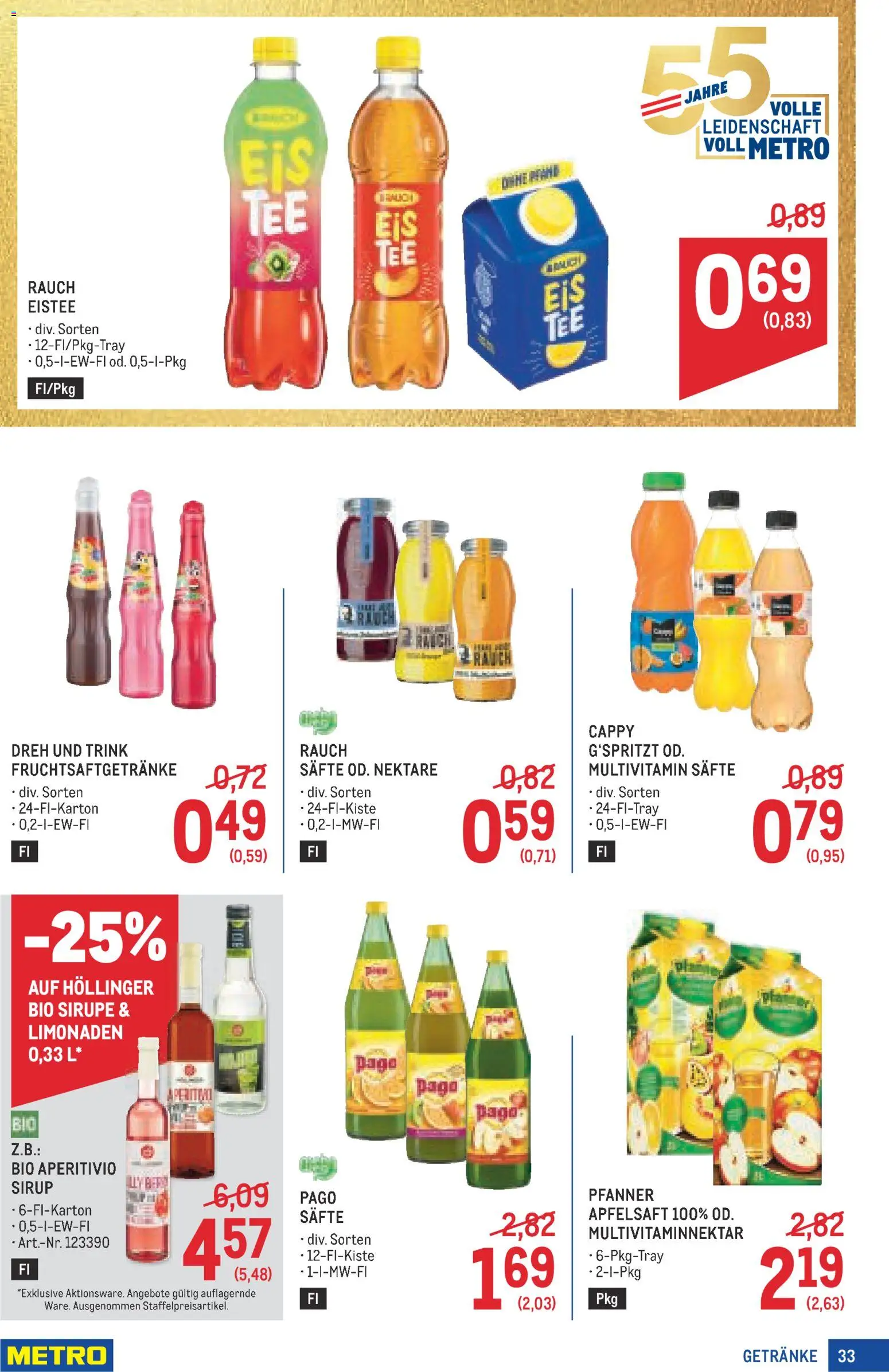 Metro angebote Profi gültig ab 20.08.2026 | Seite: 33 | Produkte: Getränke, Apfelsaft, Multivitamin