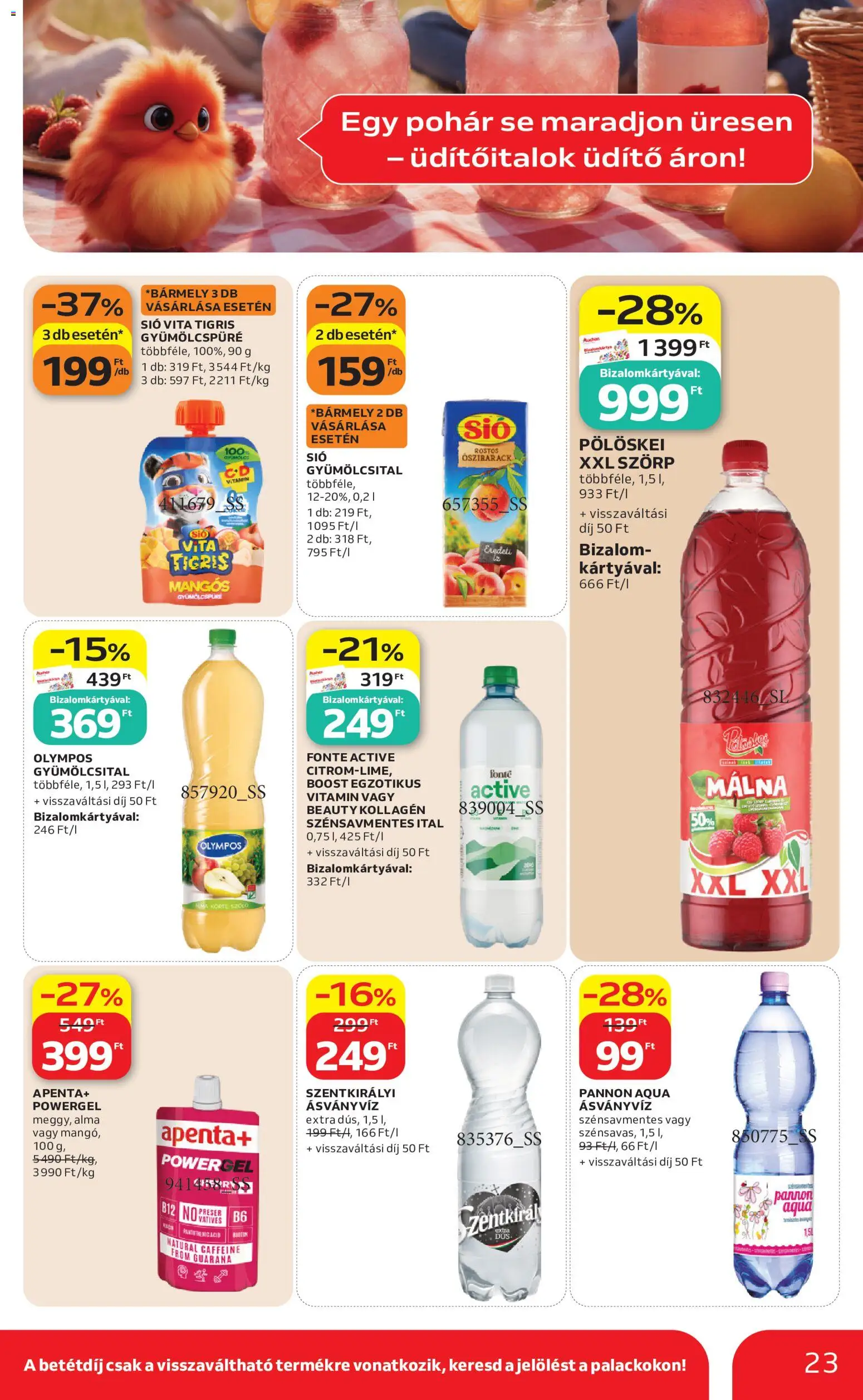 Auchan akciós ujság - amely érvényes a következő dátumtól: 2026.07.09. | Oldal: 23 | Termékek: Szőlő, Körte, Ásványvíz, Pohár