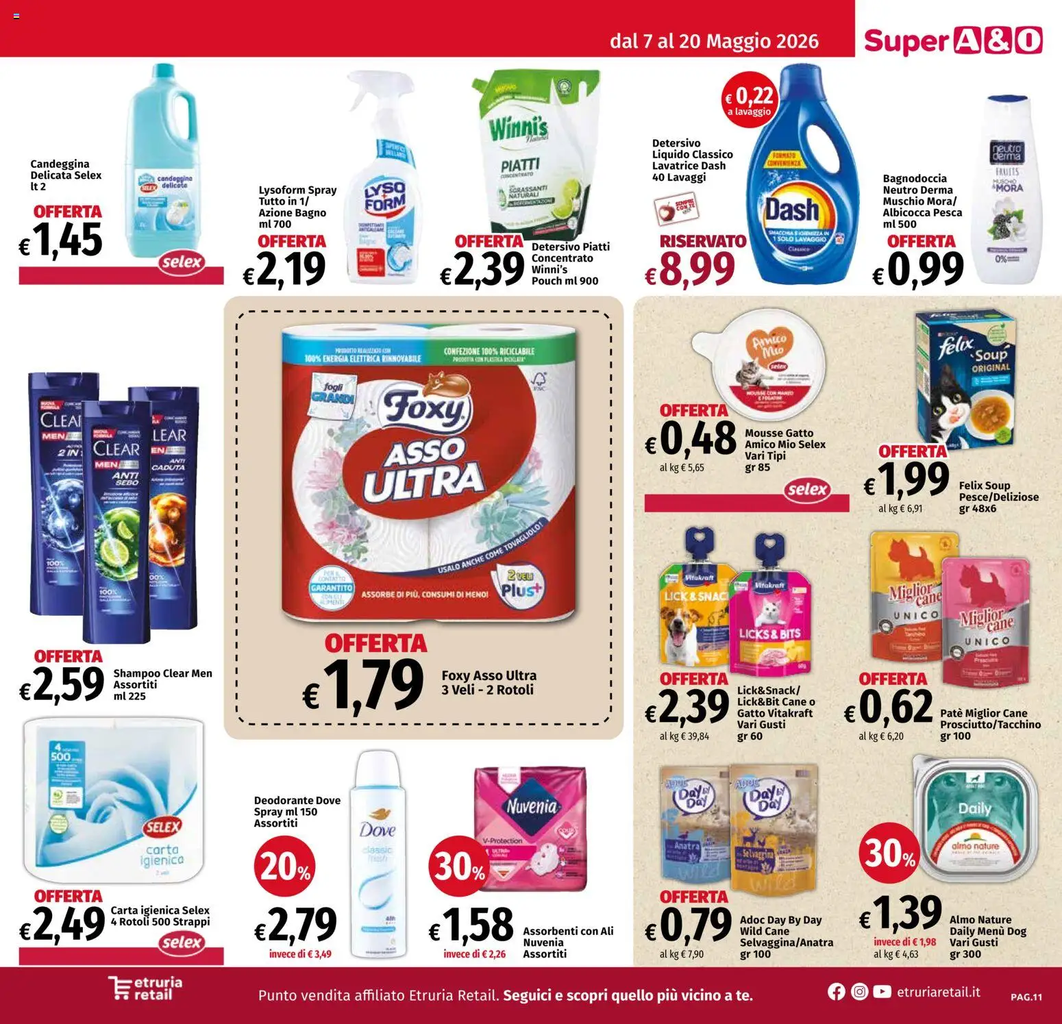 Volantino A&O del 07.05.2026 | Pagina: 11 | Prodotti: Paté, Carta igienica, Pesca, Lavatrice