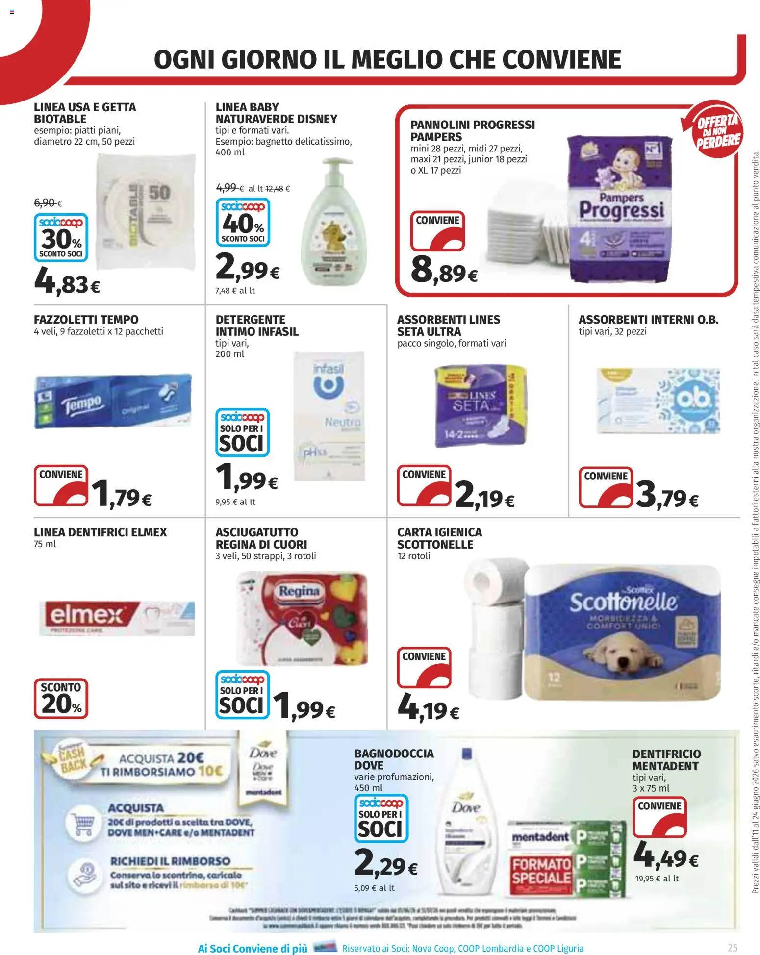 Volantino COOP del 11.06.2026 | Pagina: 25 | Prodotti: Dentifricio, Detergente, Fazzoletti, Data