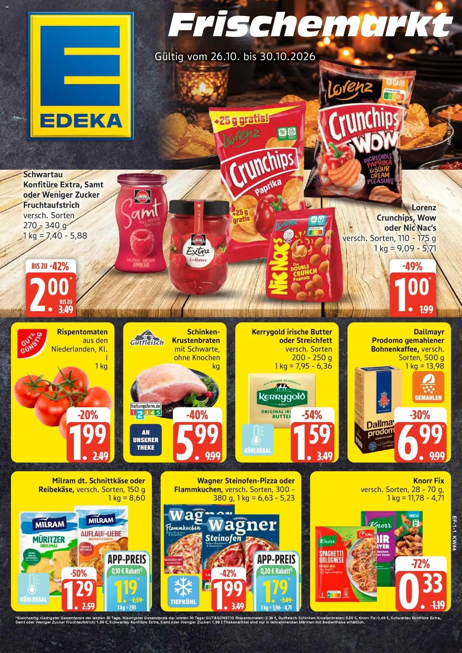 Edeka Prospekt Luhnstedt (ab 26.10.2026) » Angebote Online | Seite: 1 | Produkte: Spaghetti, Krustenbraten, Dallmayr, Zucker