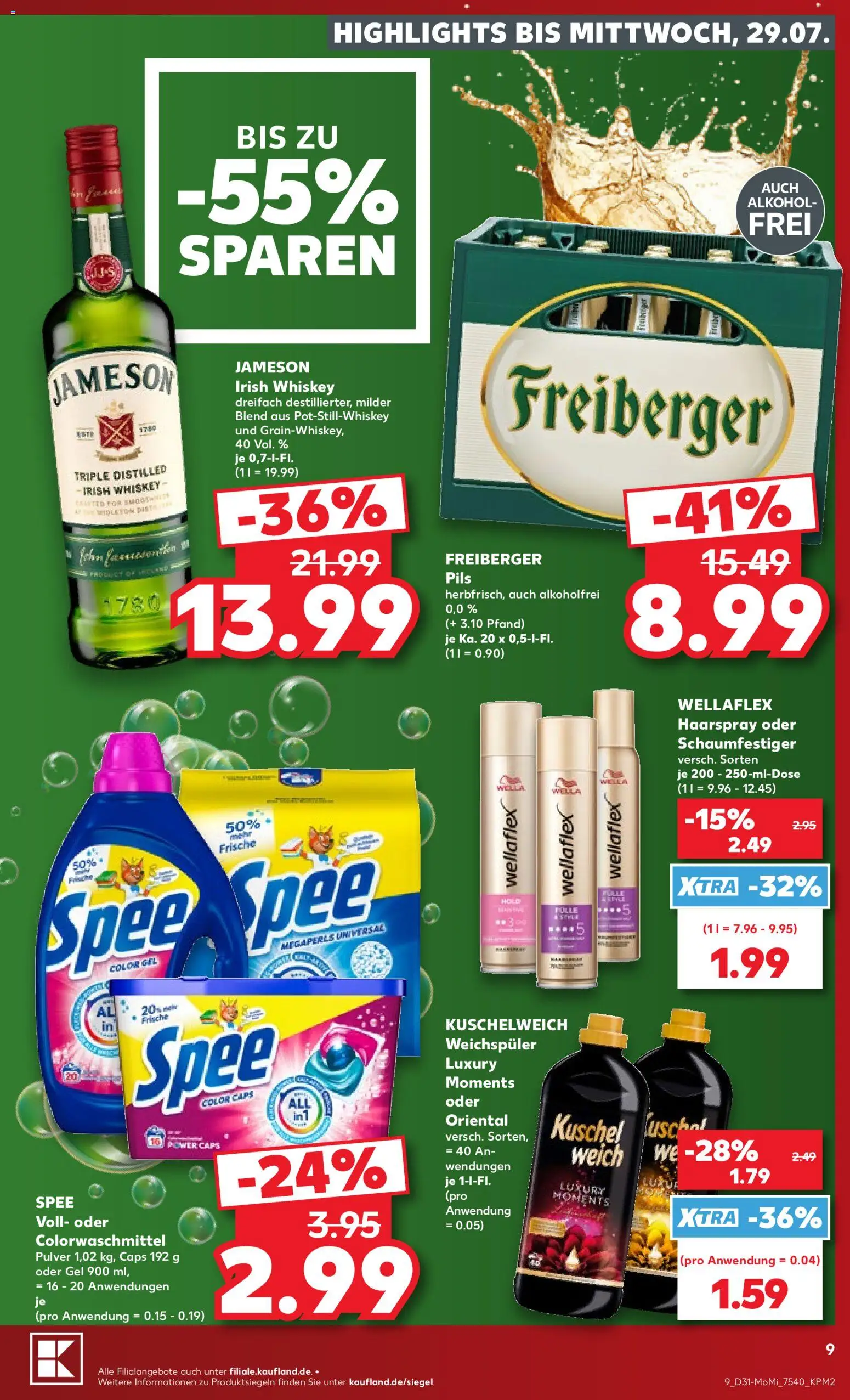 Kaufland Prospekt Frankfurt (Oder) – gültig ab 27.07.2026 | Seite: 9 | Produkte: Pils, Jameson, Haarspray, Weichspüler