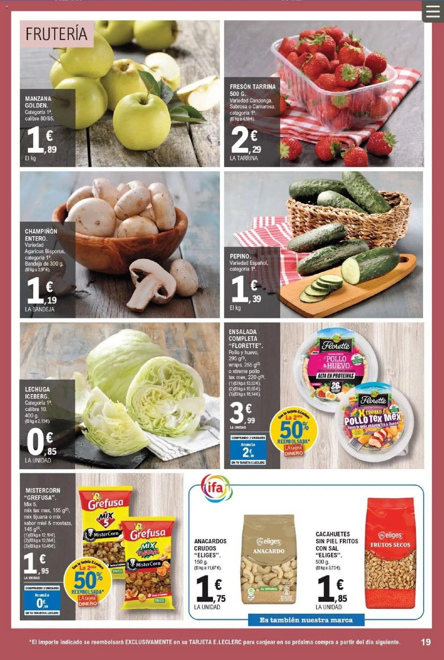 E.Leclerc folleto │ válido desde el 06.05.2026 | Página: 19 | Productos: Στιγμιαίος καφές, Frutos secos, Manzana, Ensalada
