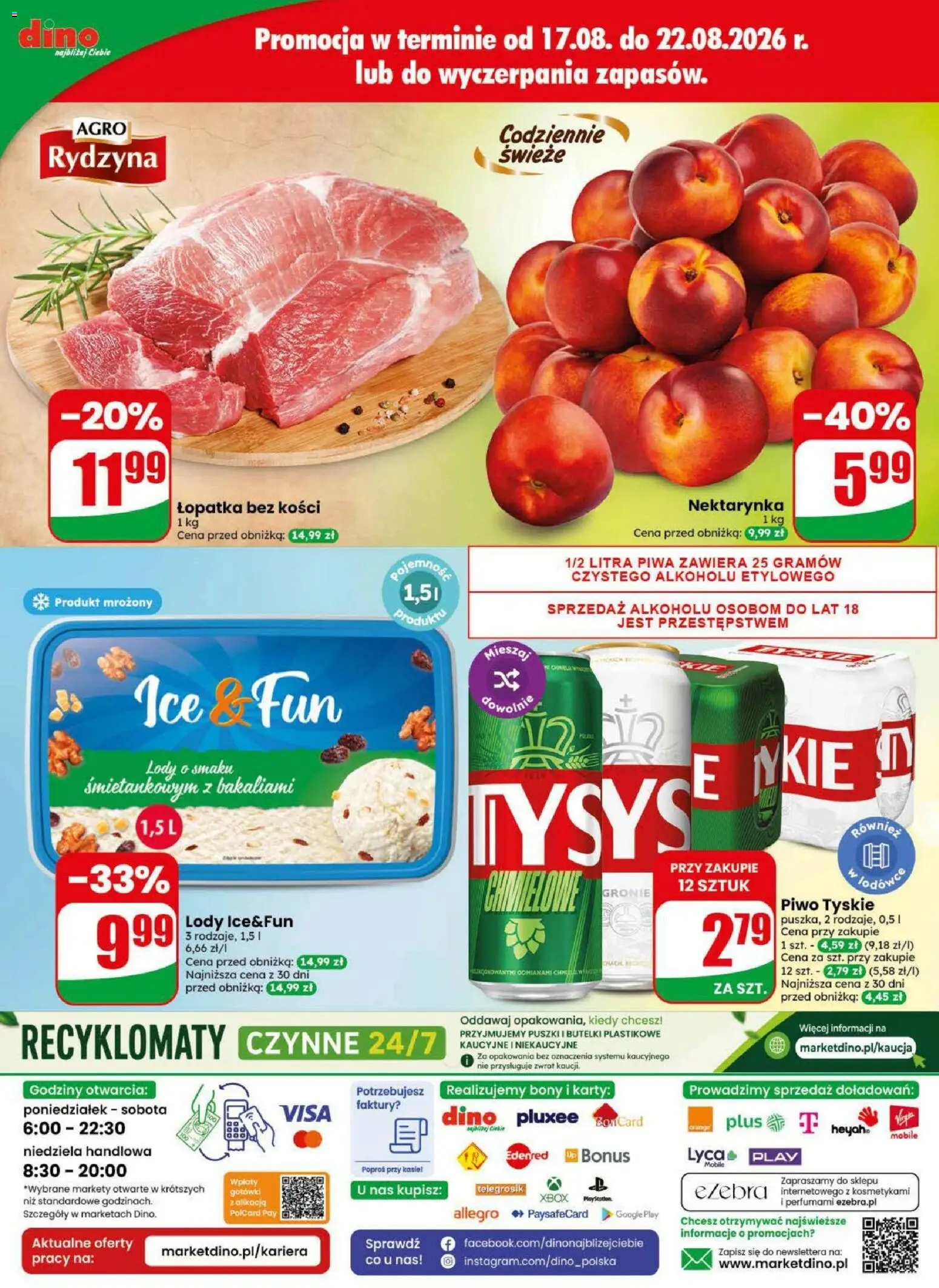 Dino gazetka od 19.08.2026 | Strona: 77 | Produkty: Nektarynka, Xbox, Tyskie, Lody