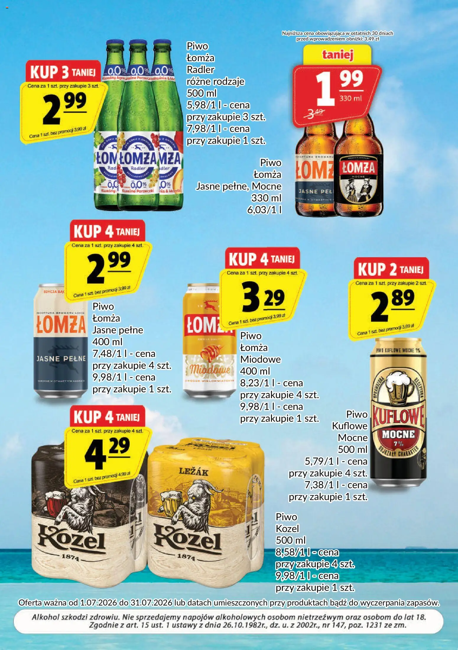 Prim Market gazetka - Oferta alkoholowa od 01.07.2026 | Strona: 7 | Produkty: Leżak, Piwo, Piwo kozel, Alkohol