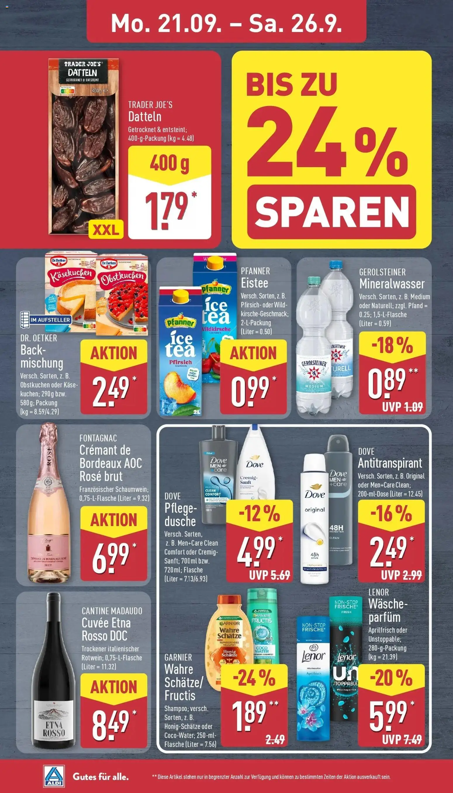 Aldi Aktueller Prospekt (ab 21.09.2026) » Angebote Online | Seite: 8 | Produkte: Lenor, Parfüm, Mineralwasser, Pfirsich