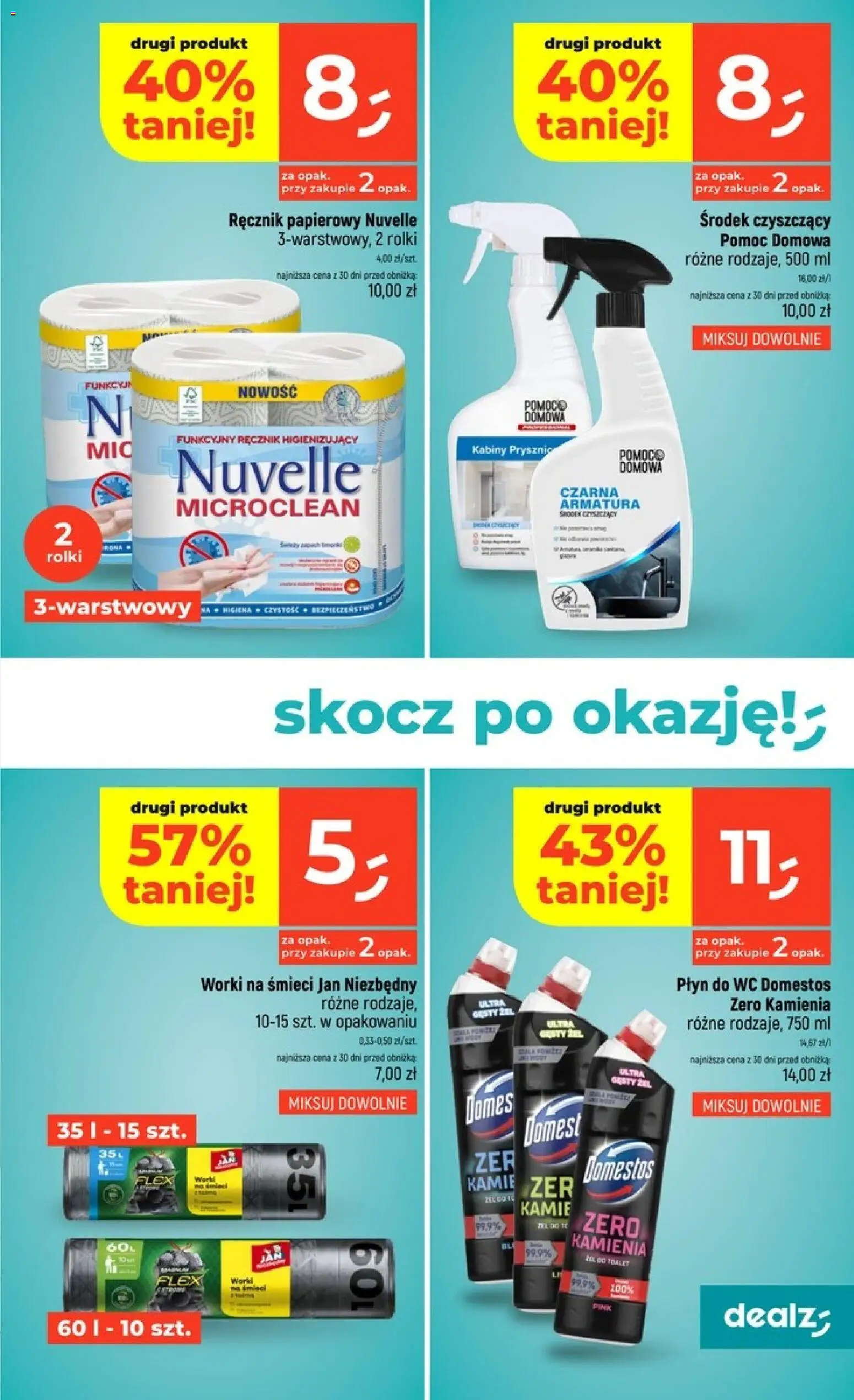 Dealz gazetka od 08.10.2026 | Strona: 37 | Produkty: Worki na śmieci, Rolki, Płyn do WC Domestos, Ręcznik papierowy