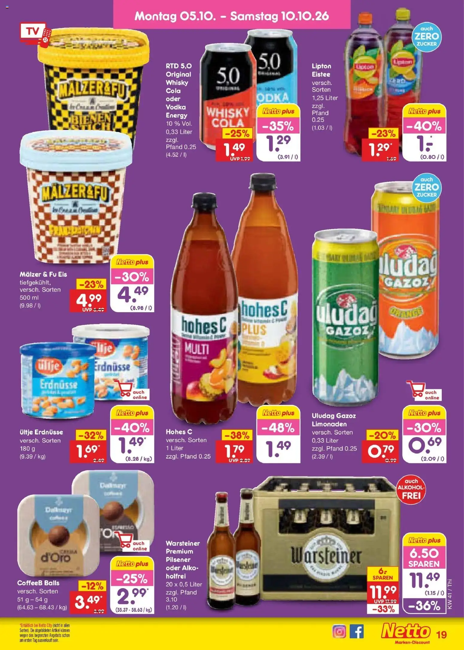 Netto Marken-Discount Prospekt Pirna – gültig ab 05.10.2026 | Seite: 19 | Produkte: Whisky, Ultje erdnusse, Cola, Vodka