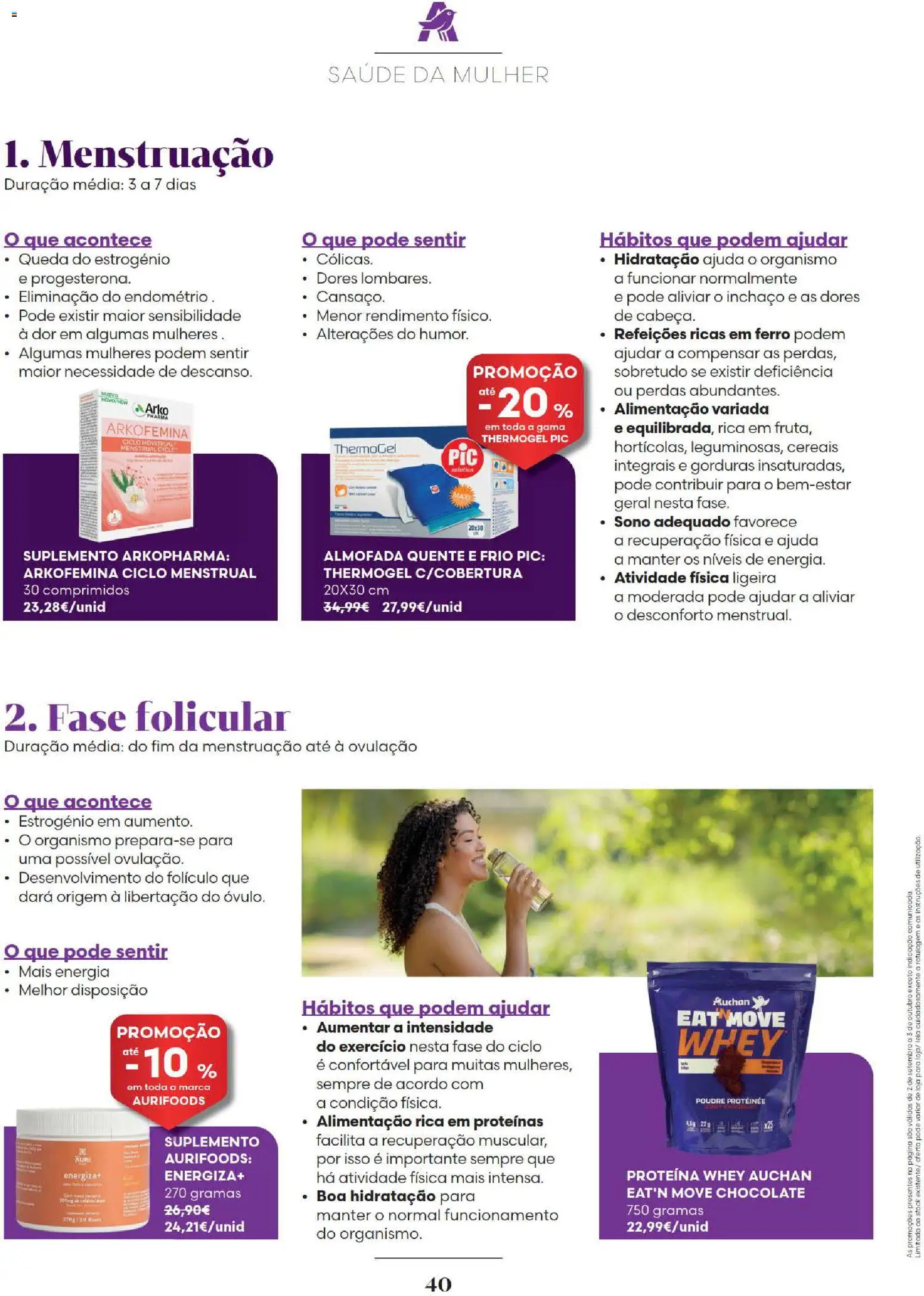 Auchan Revista Longevidade e Especial Bebe │ válido de 02/09/2026 | Página: 40 | Produtos: Ferro, Proteína Whey, Chocolate, Proteina