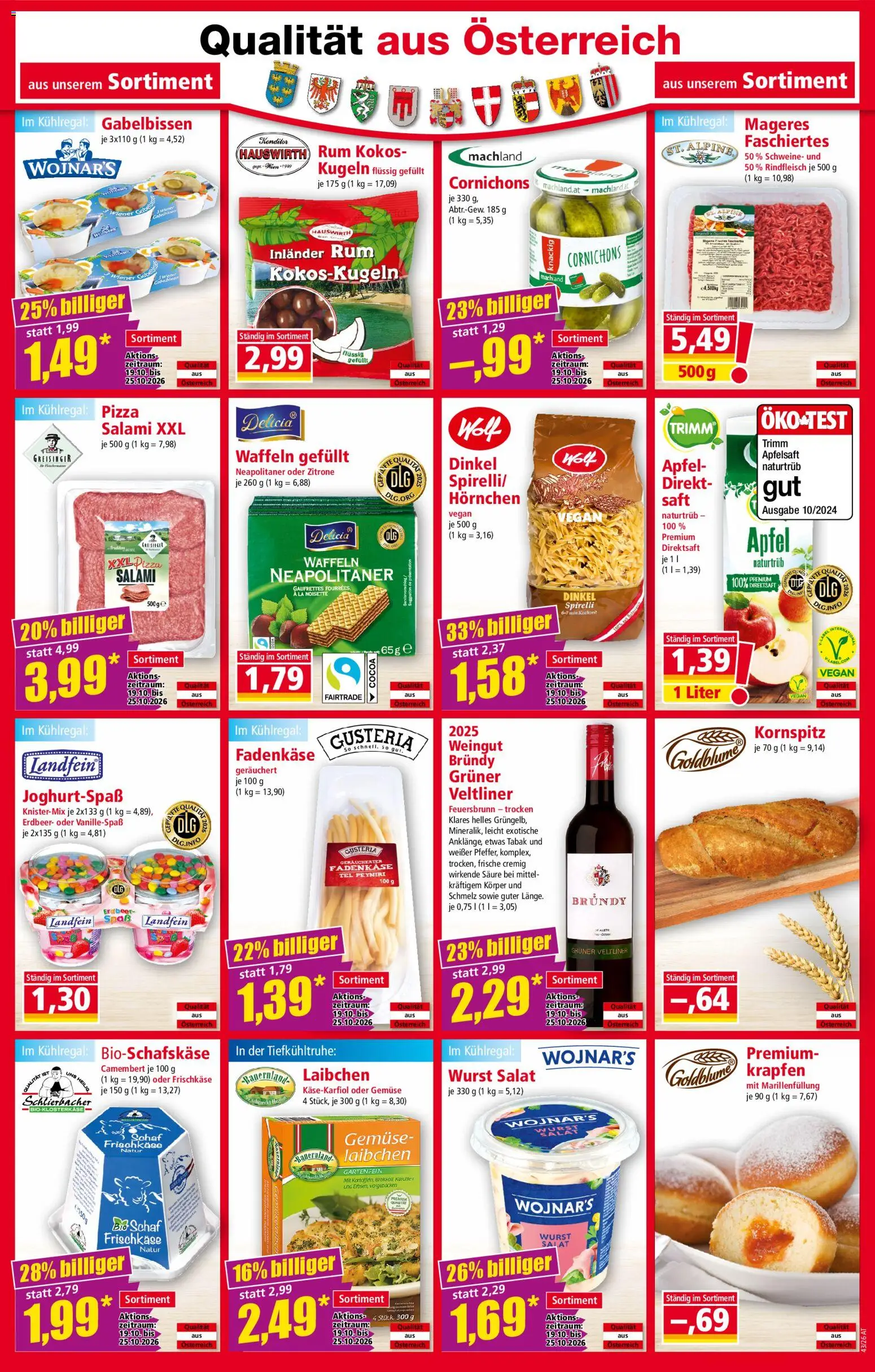 Norma Flugblatt gültig ab 19.10.2026 | Seite: 14 | Produkte: Wurst, Apfelsaft, Salami, Saft