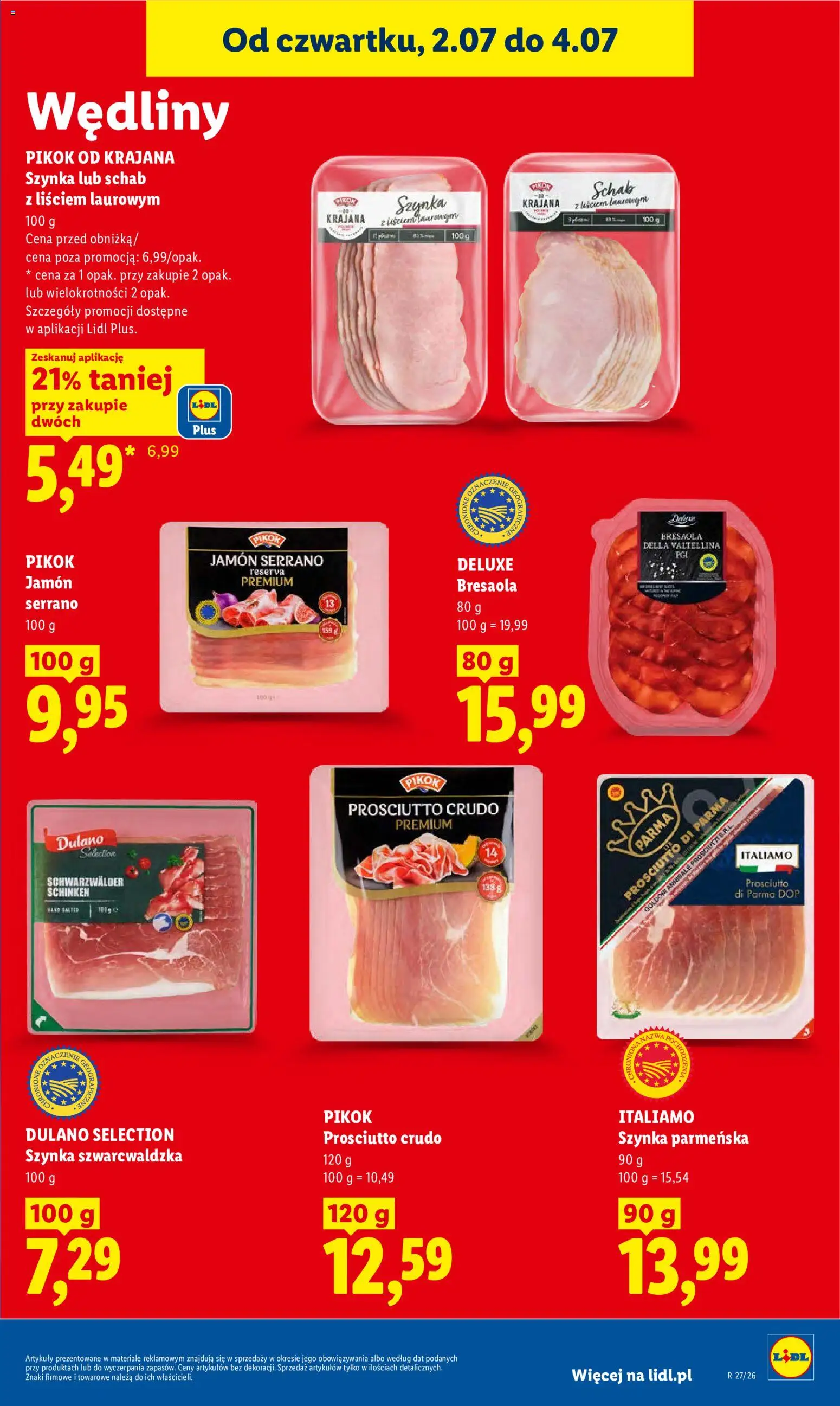 Lidl Polsko leták od 02.07.2026 | Strana: 51 | Produkty: Prosciutto, Jamón Serrano, Jamon, Crudo