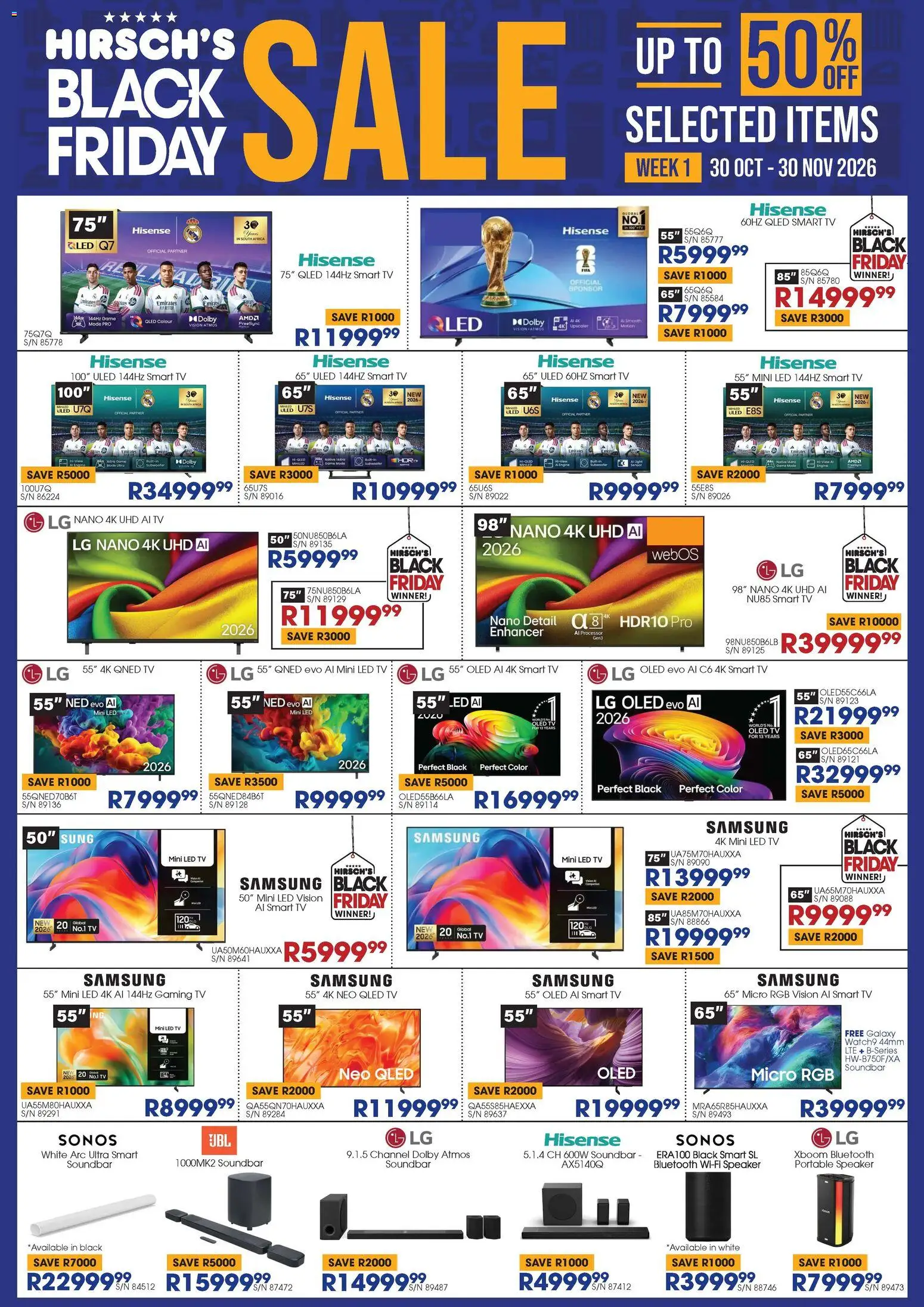 New Hirsch's catalogue – valid from 30/10/2026 | Page: 1 | Products: Speaker, TV, Soundbar, Subwoofer